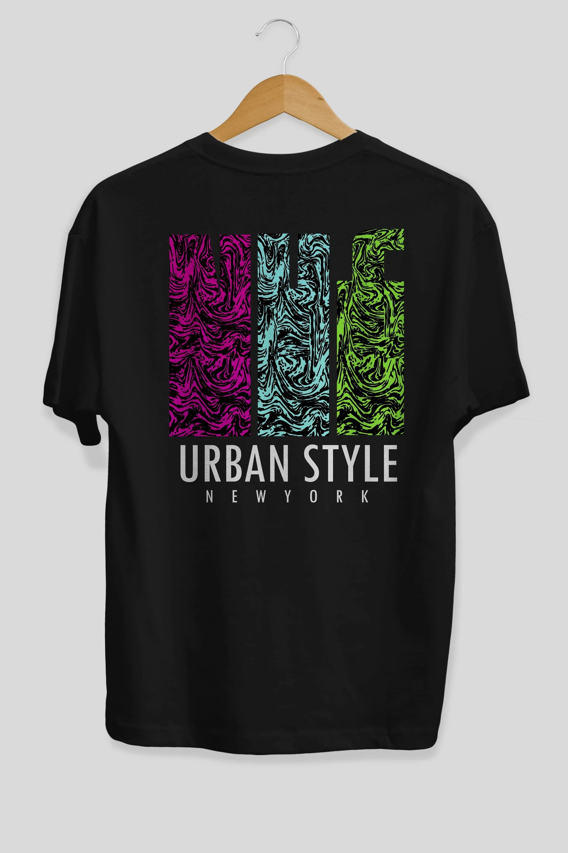 Urban Style Newyork Arka Baskılı Oversize t-shirt Erkek Kadın Unisex