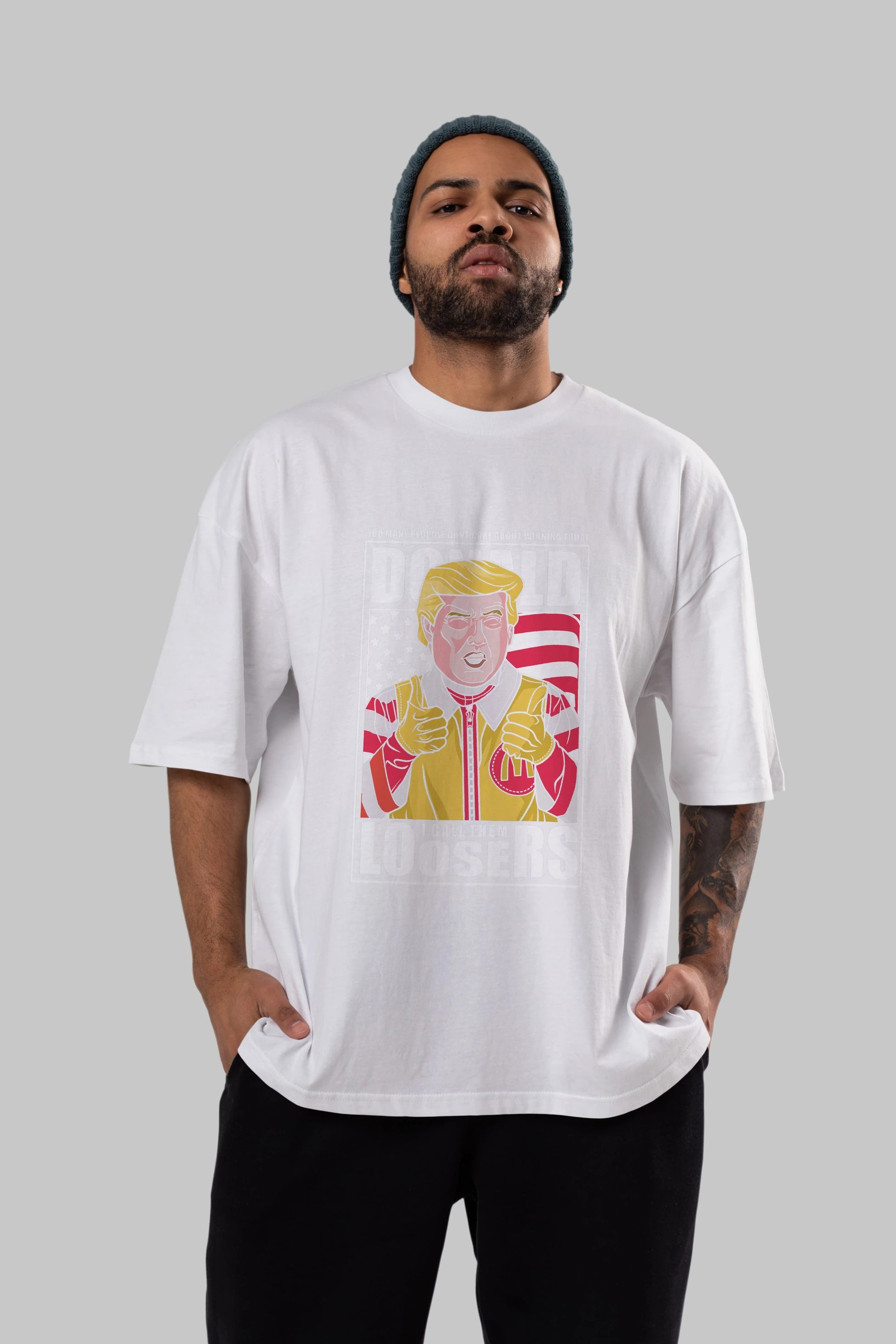 Ronald Trump Ön Baskılı Oversize t-shirt Erkek Kadın Unisex %100 Pamuk tişort