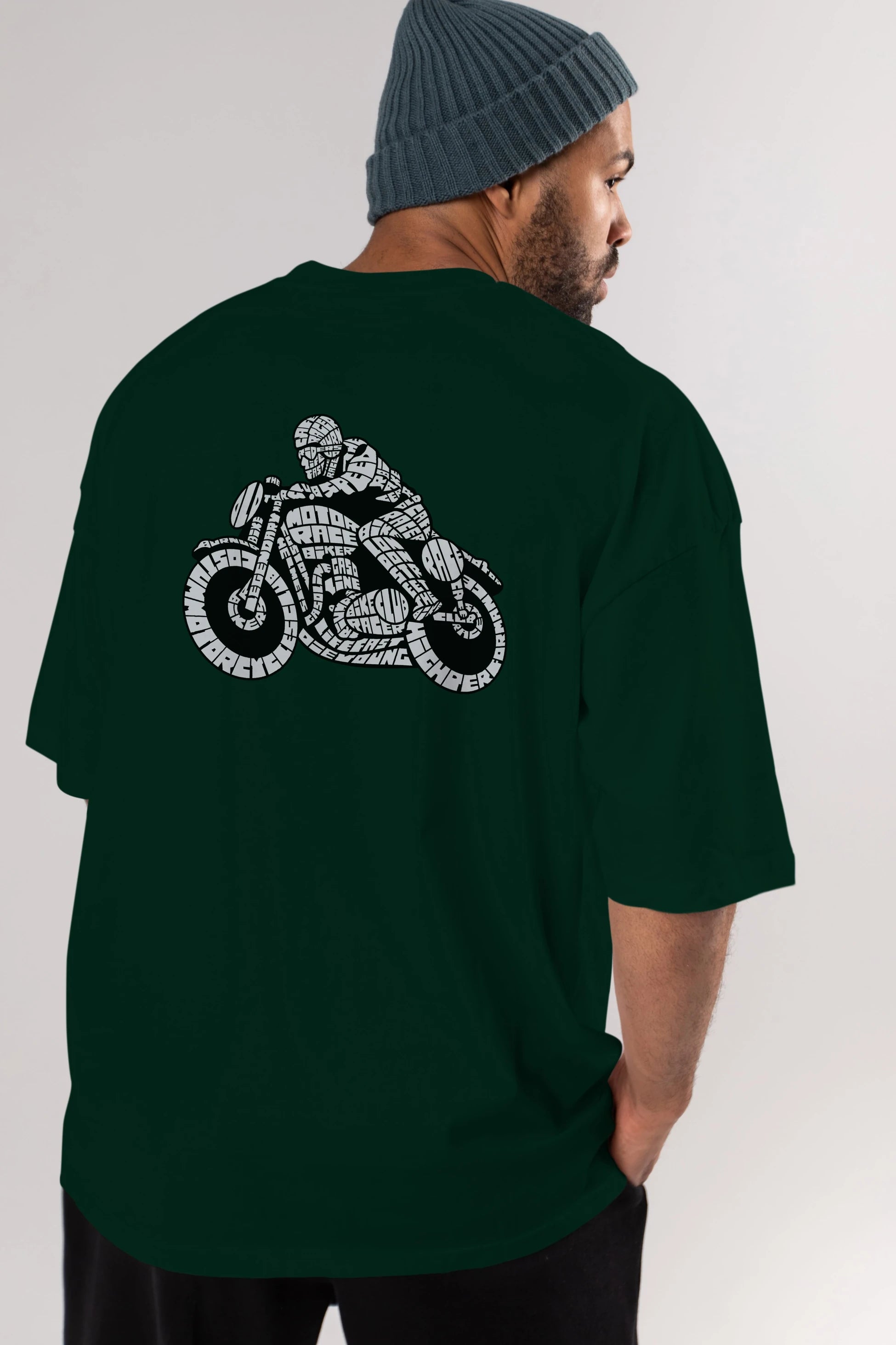 Caferacer Arka Baskılı Oversize t-shirt %100 pamuk Erkek Kadın Unisex