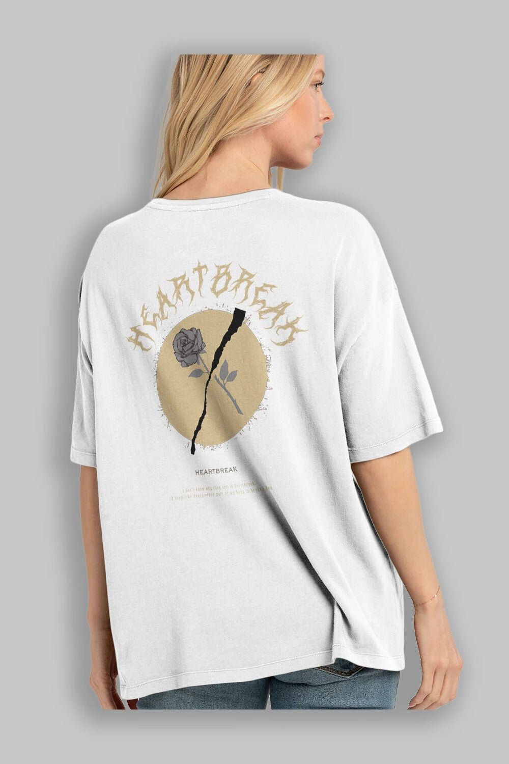 Heartbreak Arka Baskılı Oversize t-shirt Erkek Kadın Unisex