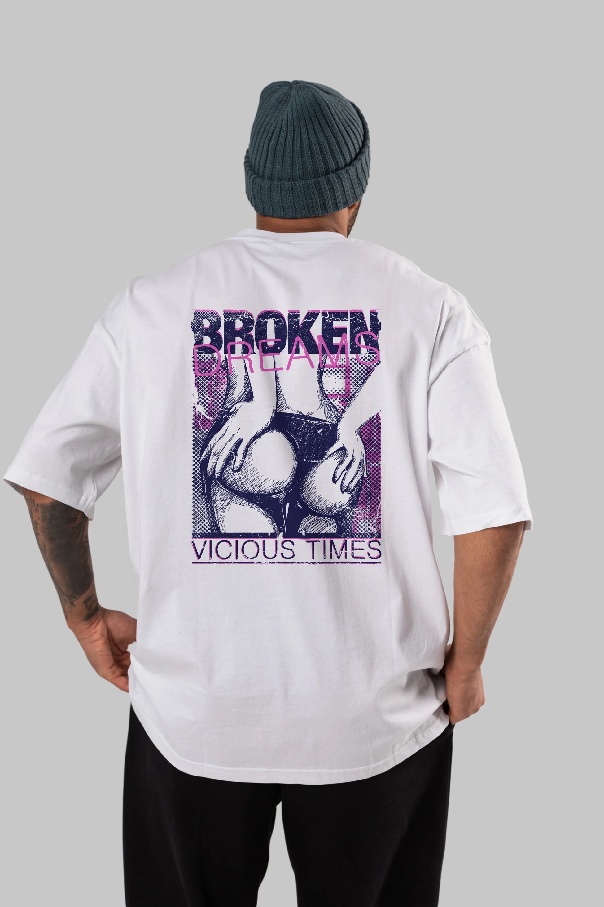 Broken Dreams Arka Baskılı Oversize t-shirt Erkek Kadın Unisex