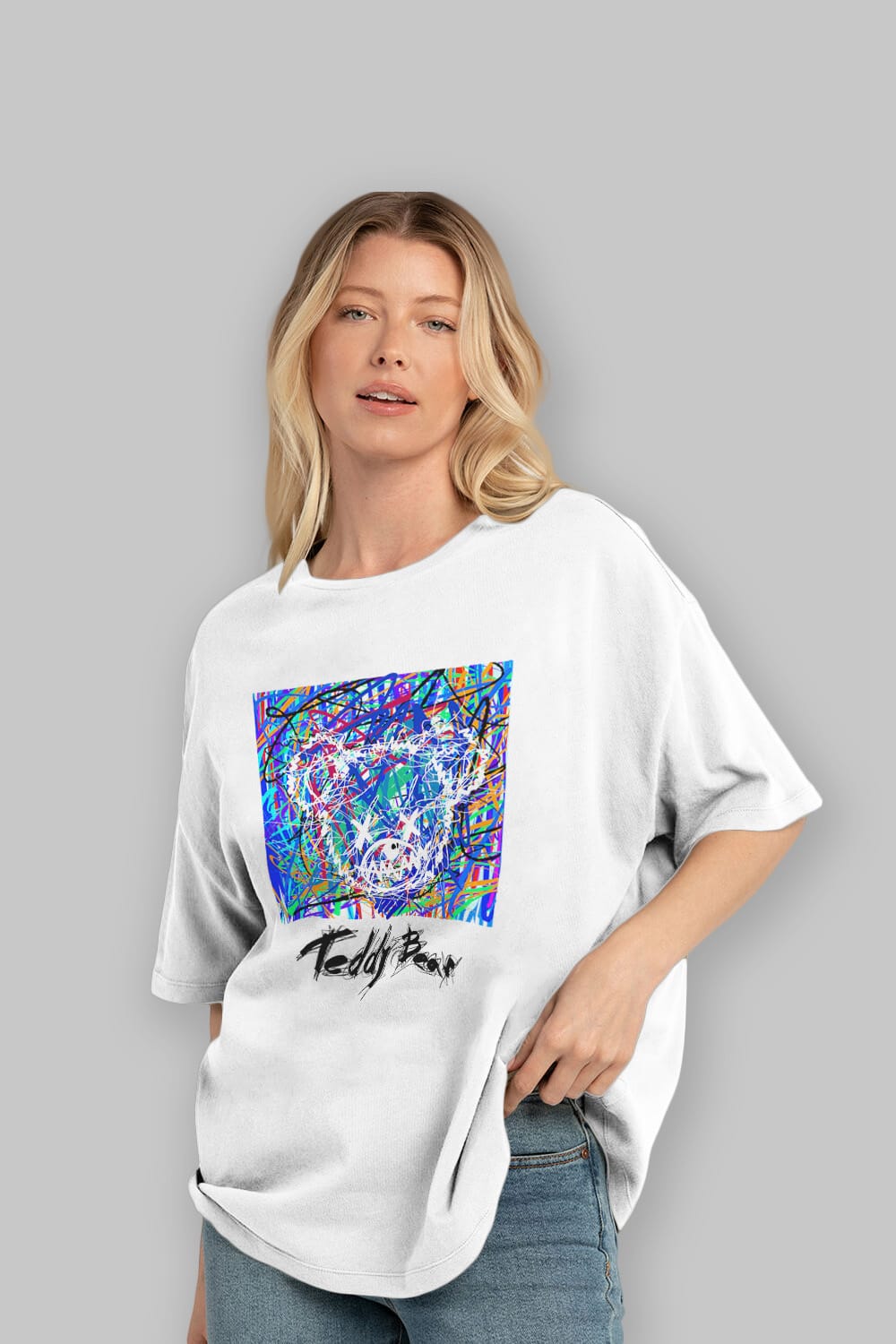 Teddy Bear 3 Ön Baskılı Oversize t-shirt Erkek Kadın Unisex