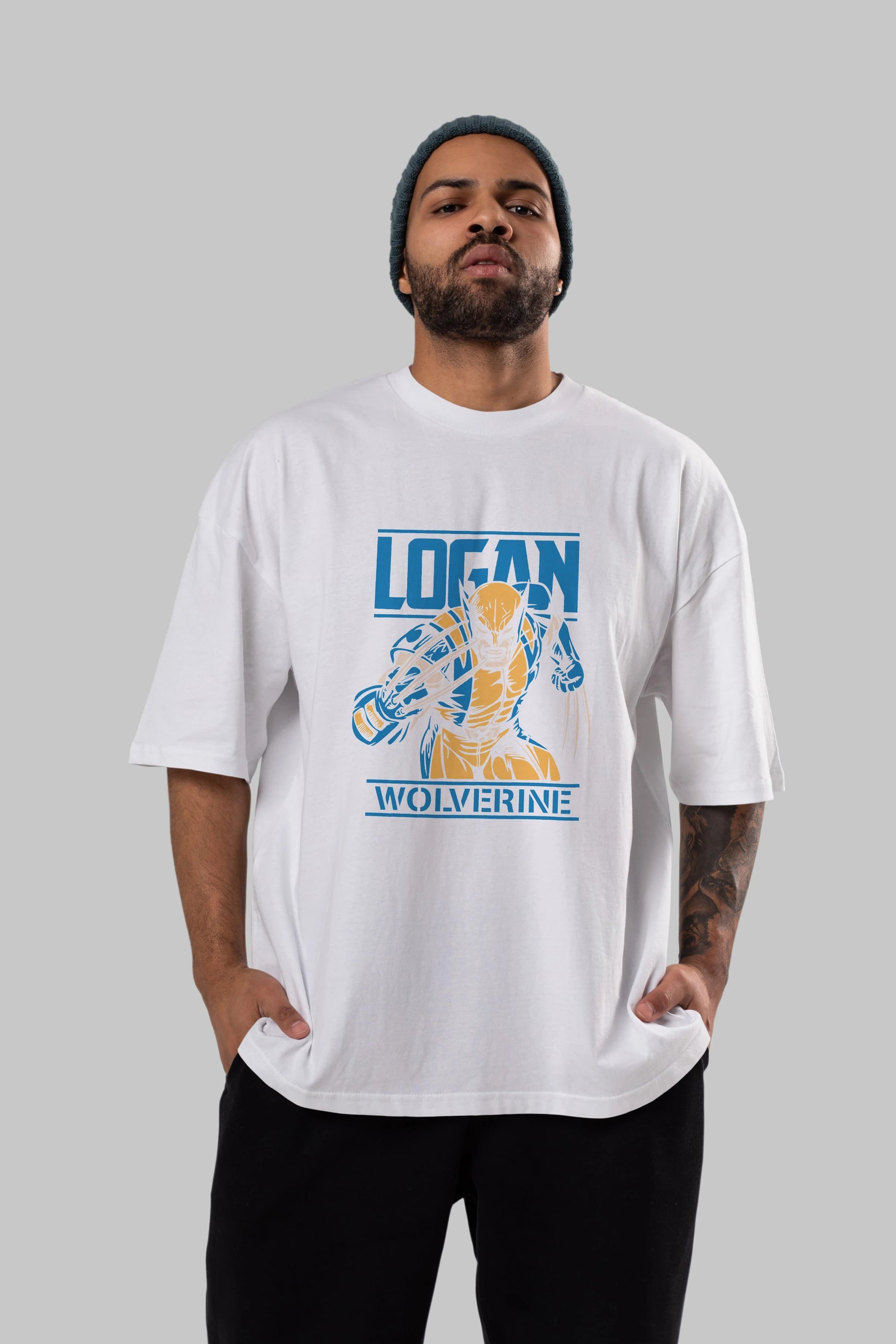 Wolverine Logan Ön Baskılı Oversize t-shirt Erkek Kadın Unisex %100 Pamuk Bisiklet Yaka tişort