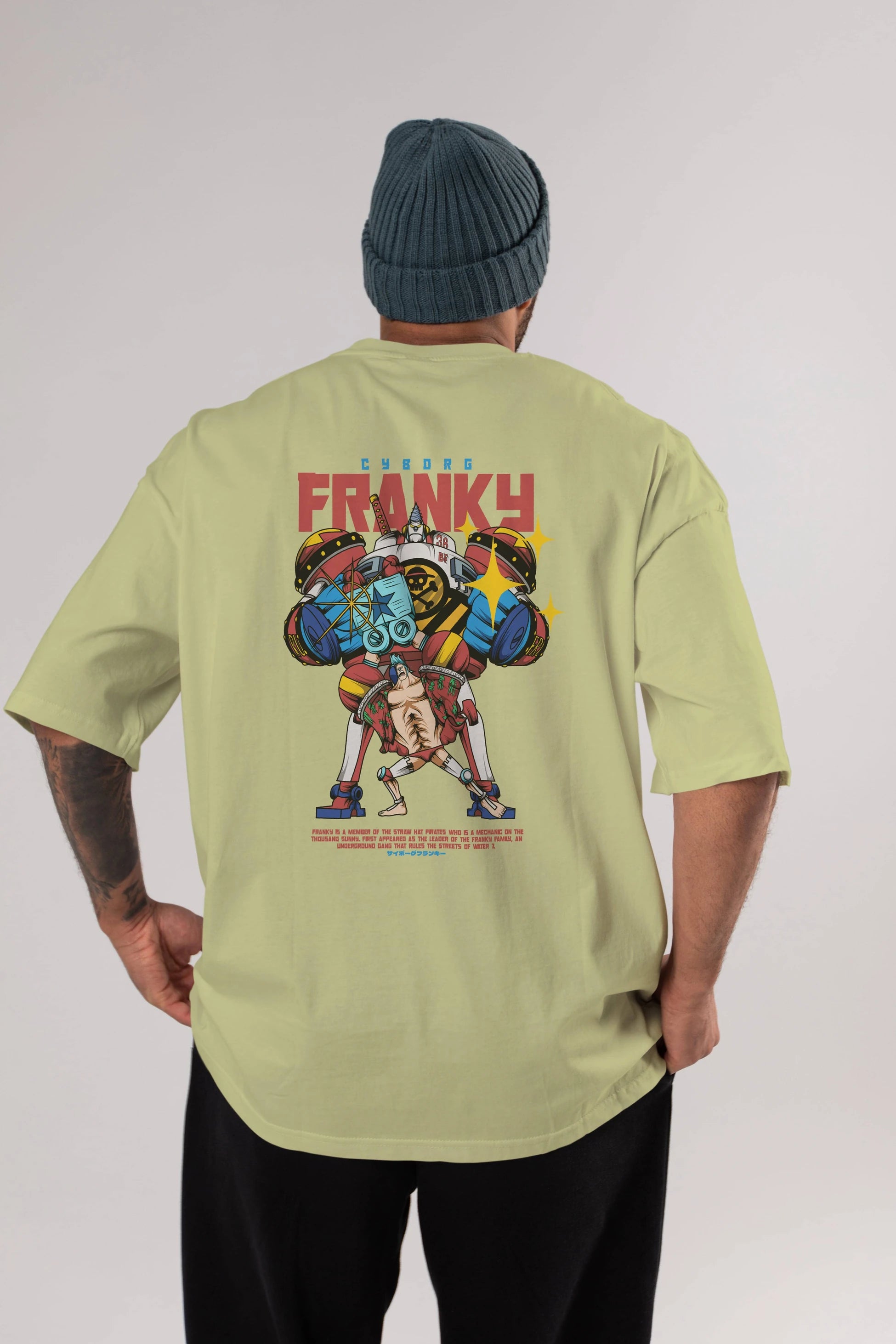 Cyborg Franky Anime Arka Baskılı Oversize t-shirt Erkek Kadın Unisex