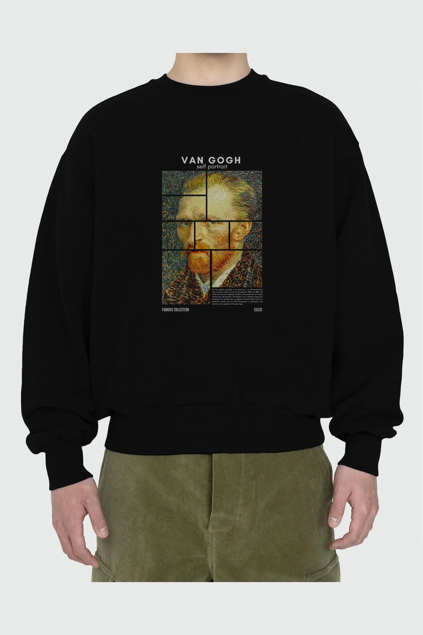 Van Gogh Self Portrait ön Baskılı Oversize Sweatshirt Erkek Kadın Unisex