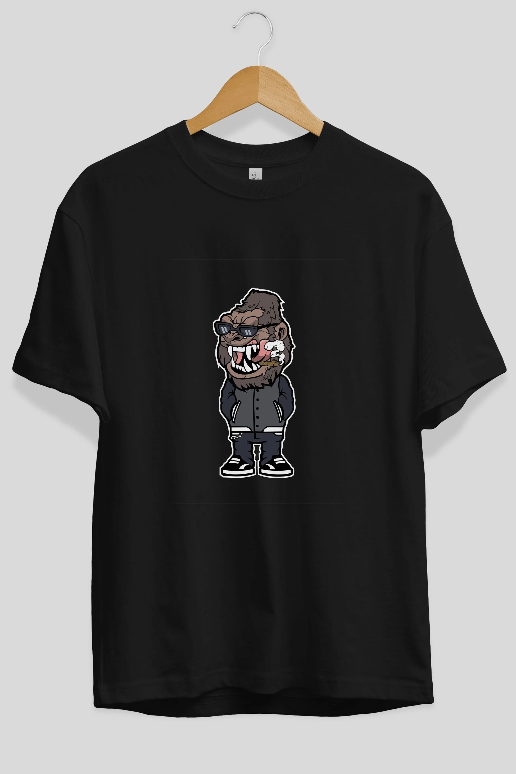 Gorilla Street Style Ön Baskılı Oversize t-shirt Erkek Kadın Unisex %100 Pamuk tişort