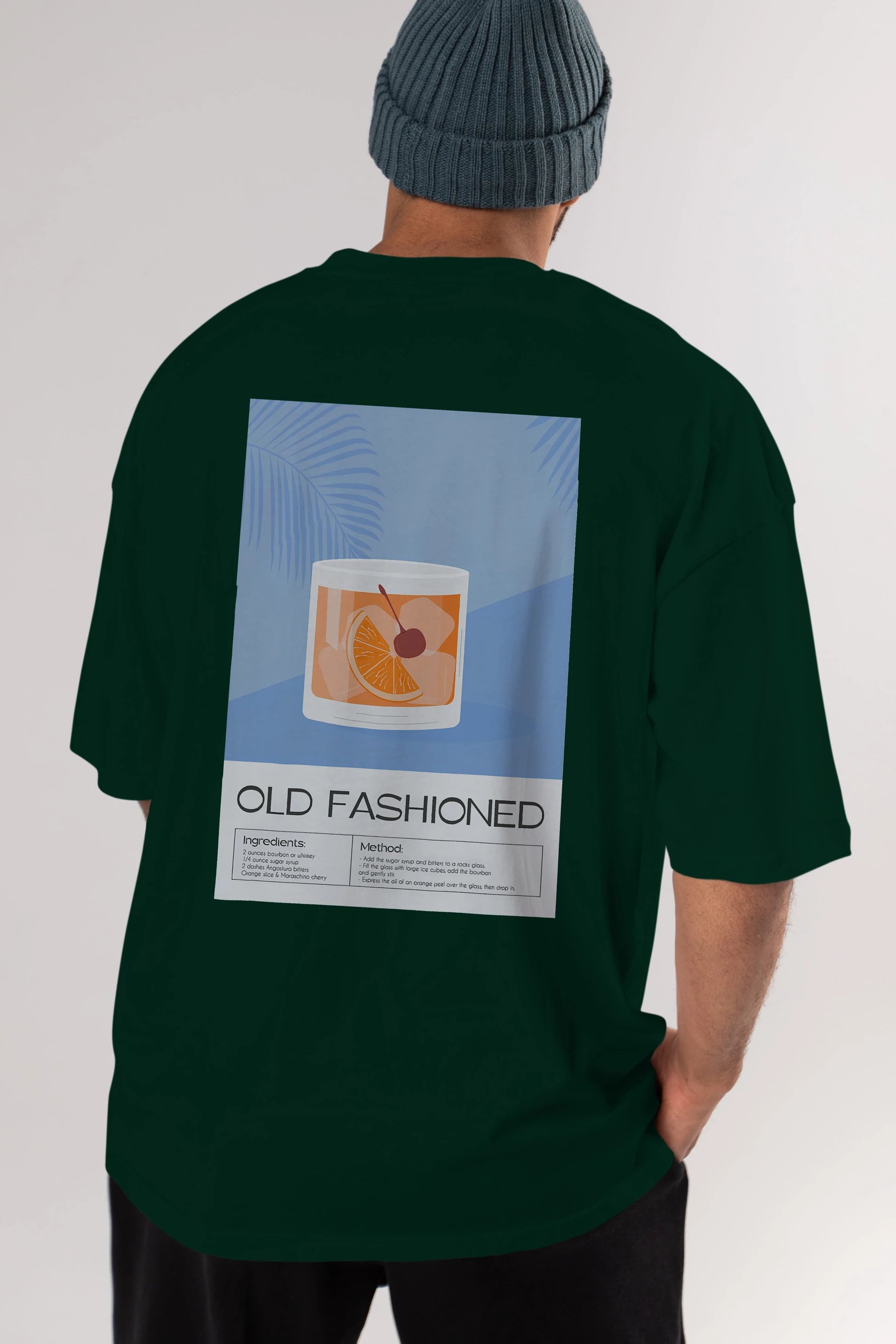 Old Fashioned 3 Arka Baskılı Oversize t-shirt Erkek Kadın Unisex %100 Pamuk Bisiklet Yaka tişort