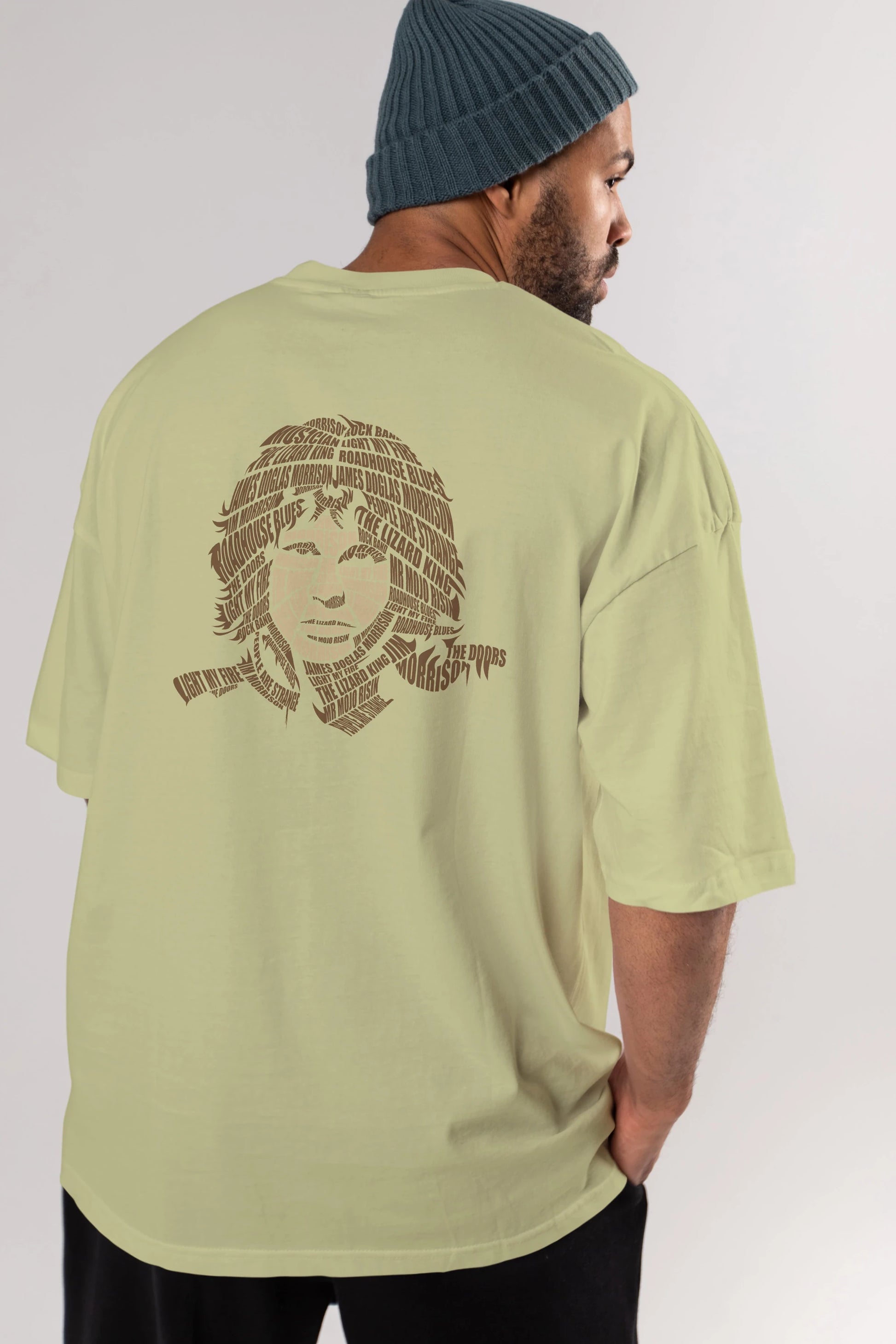 Jim Morrison Calligram Arka Baskılı Oversize t-shirt %100 pamuk Erkek Kadın Unisex