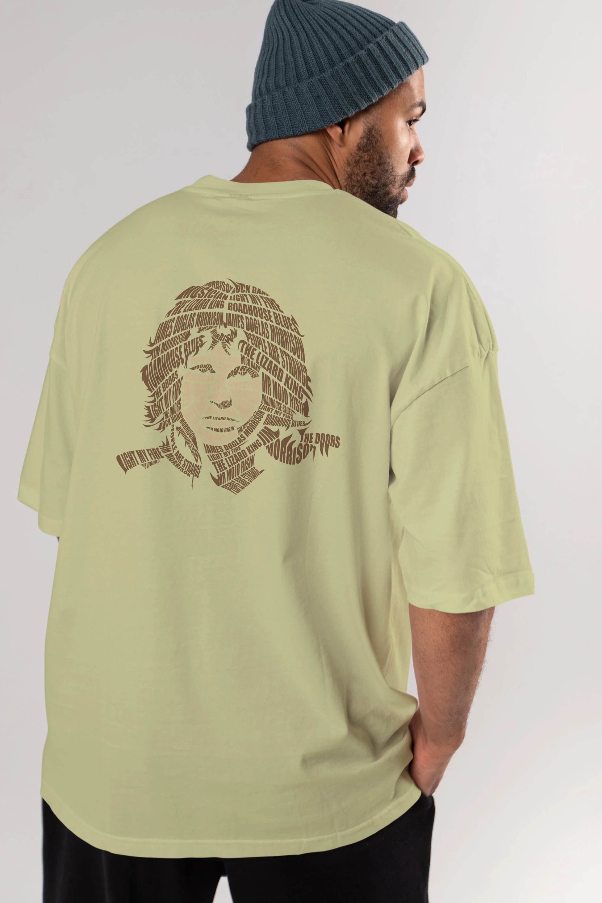 Jim Morrison Calligram Arka Baskılı Oversize t-shirt %100 pamuk Erkek Kadın Unisex