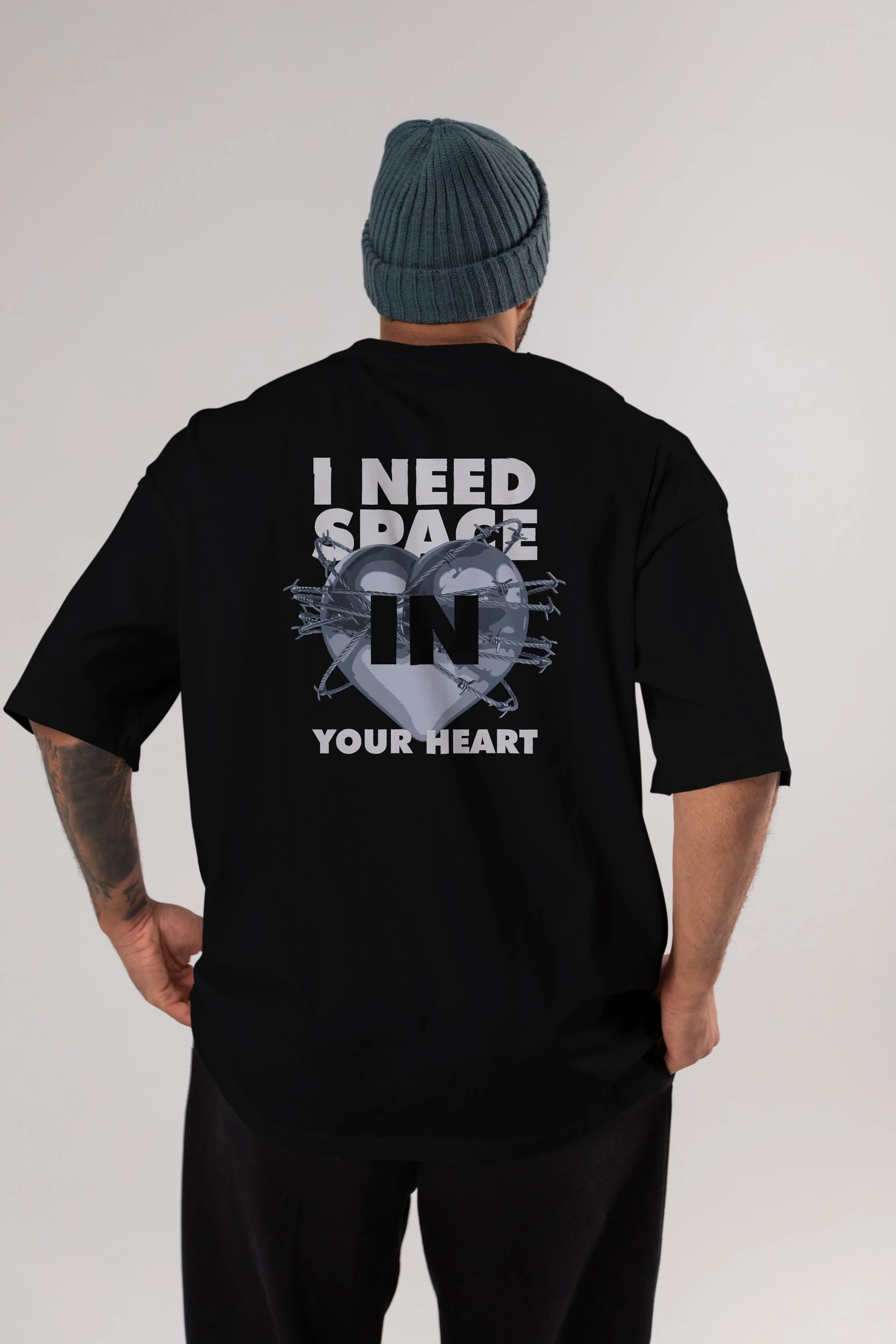 I Need Space Your Heart Arka Baskılı Oversize t-shirt Erkek Kadın Unisex