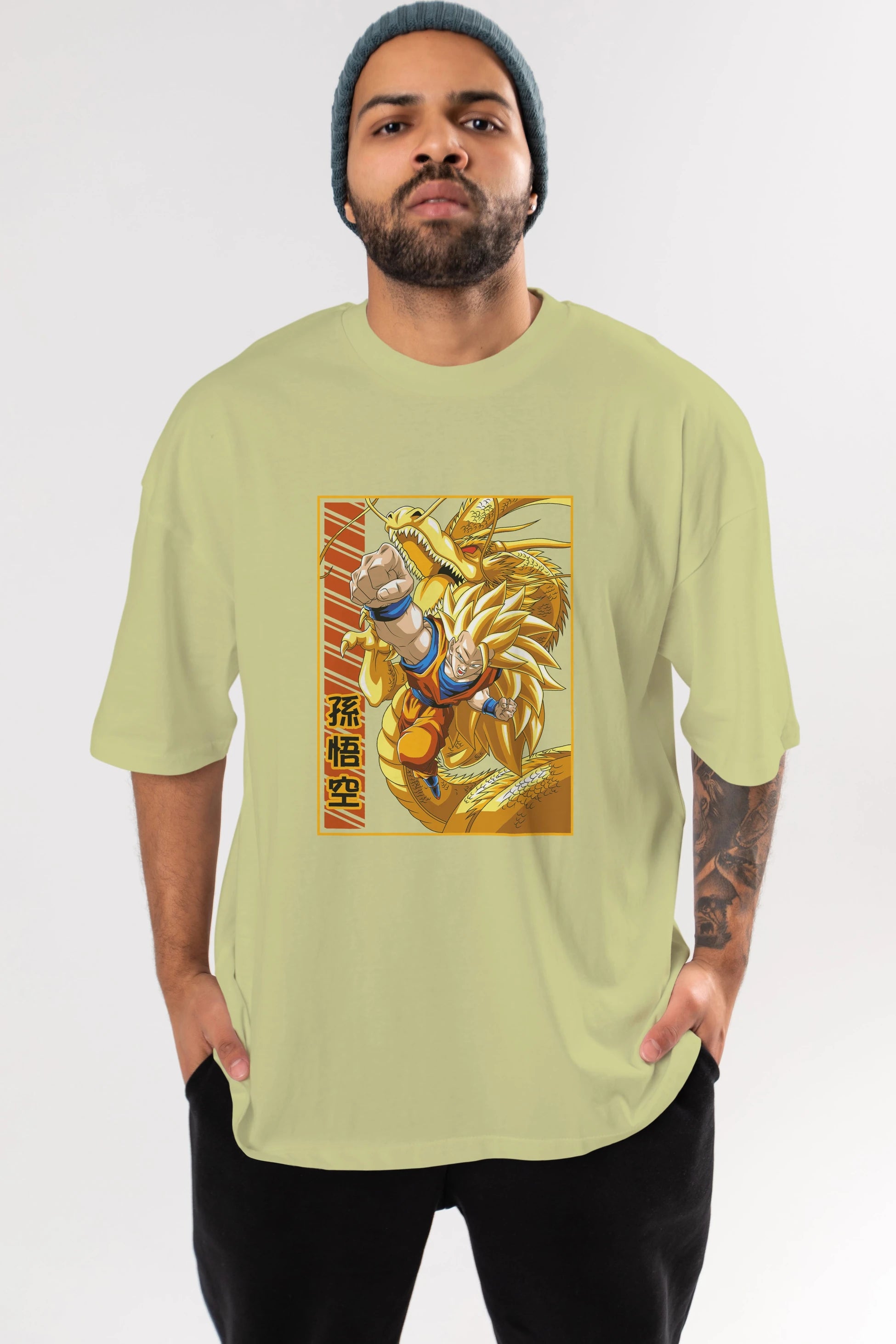DragonBall Goku Anime Ön Baskılı Oversize t-shirt %100 pamuk Erkek Kadın Unisex