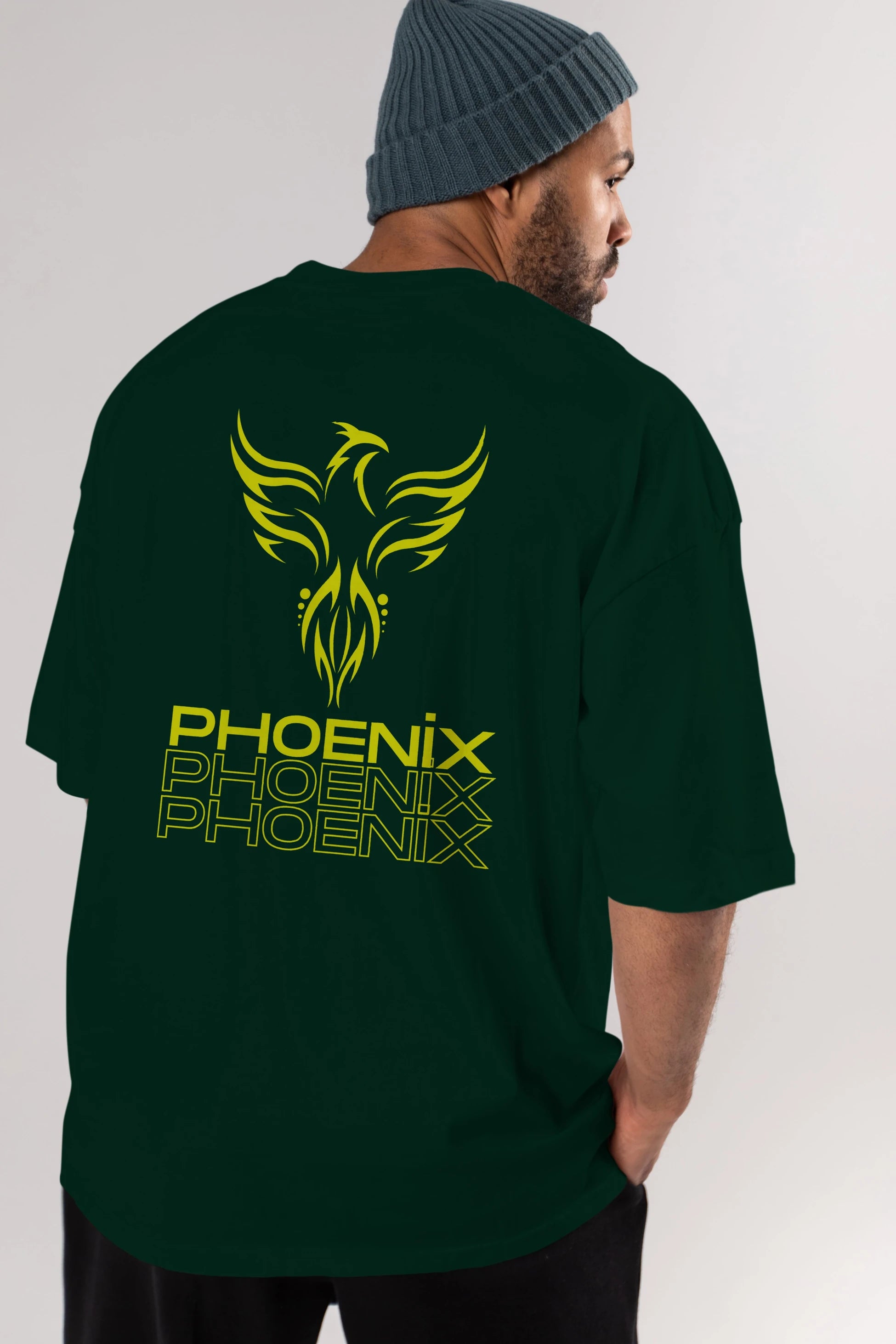 Phoenix Yazılı Arka Baskılı Oversize t-shirt Erkek Kadın Unisex