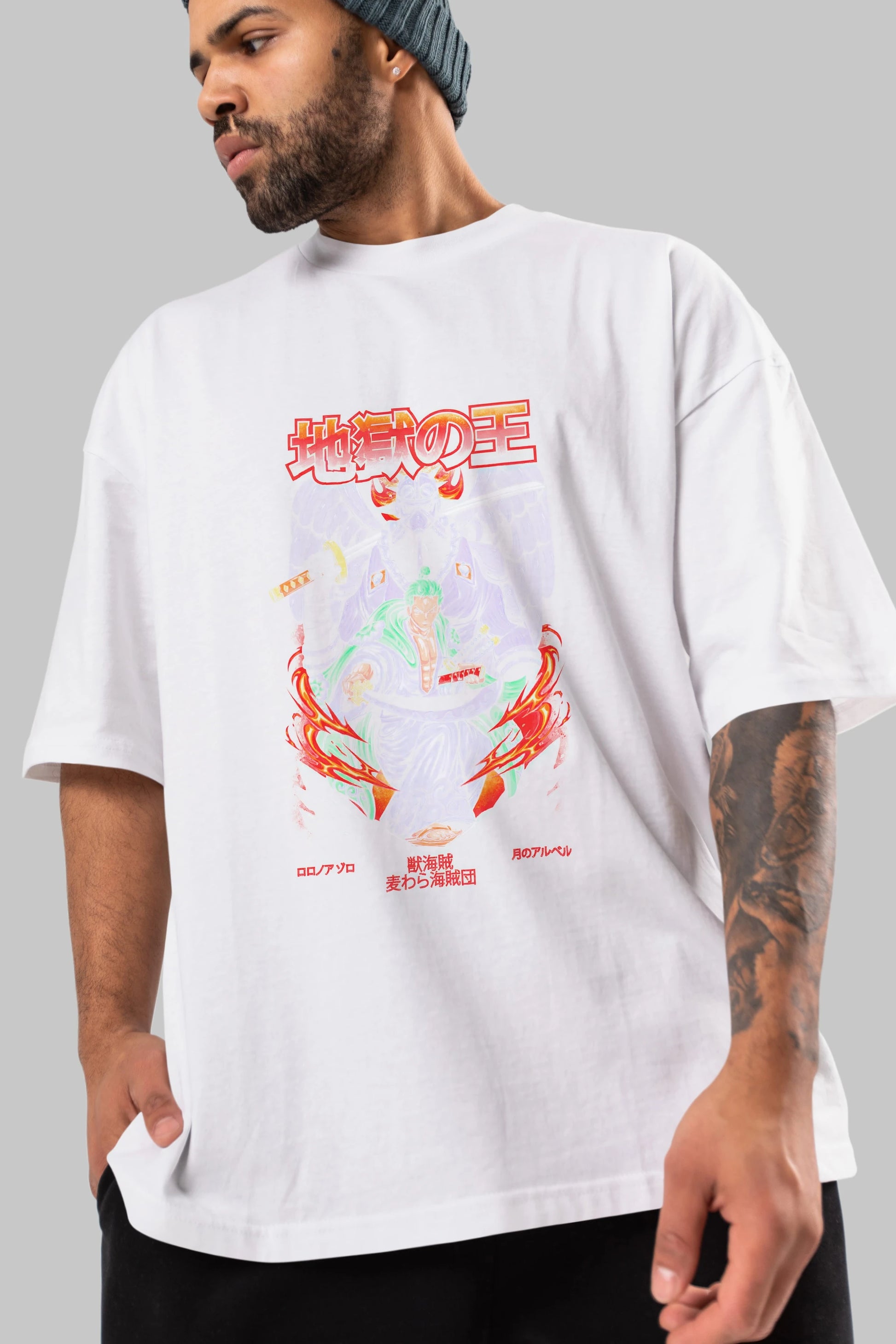 Roronoa Zoro 4 Anime Ön Baskılı Oversize t-shirt %100 pamuk Erkek Kadın Unisex