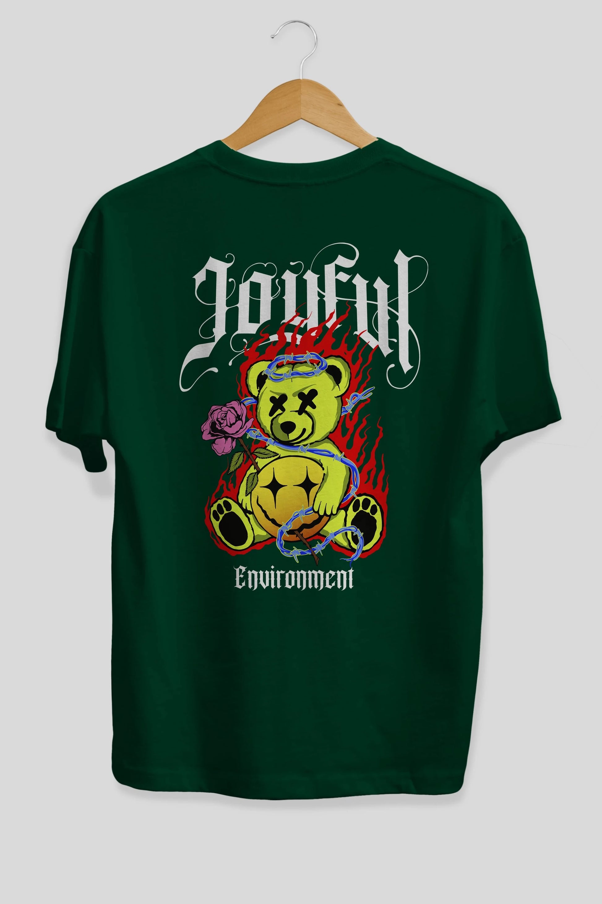 Joyful Bear Arka Baskılı Oversize t-shirt Erkek Kadın Unisex