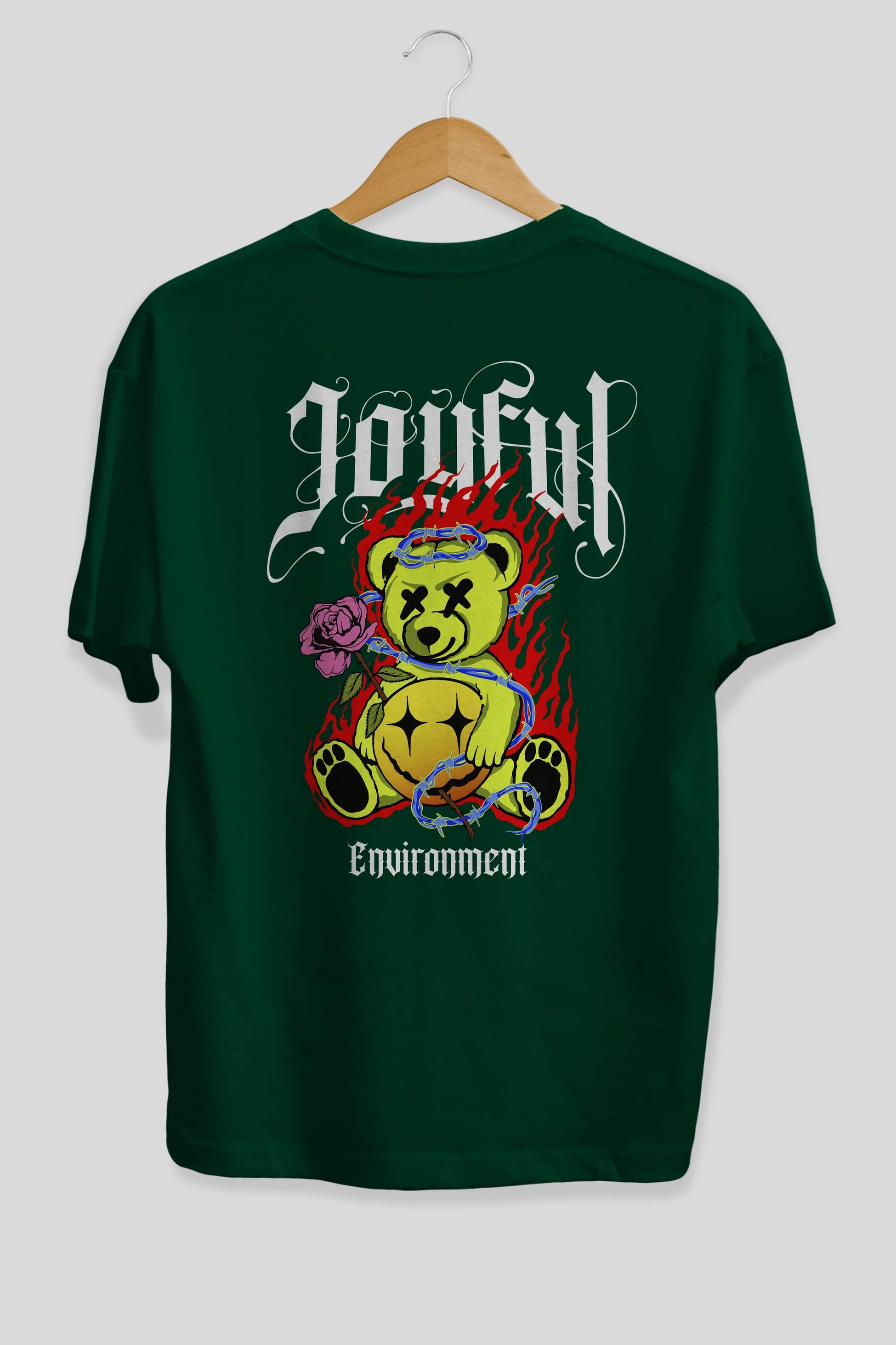 Joyful Bear Arka Baskılı Oversize t-shirt Erkek Kadın Unisex