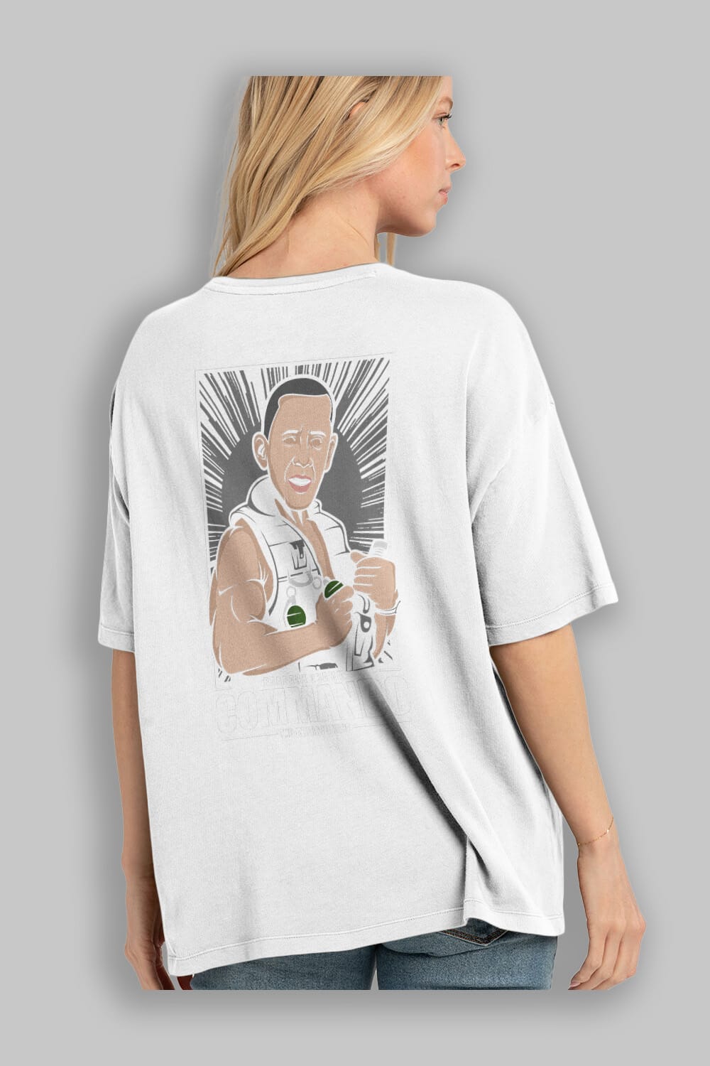 Obama Commando Arka Baskılı Oversize t-shirt Erkek Kadın Unisex %100 Pamuk tişort