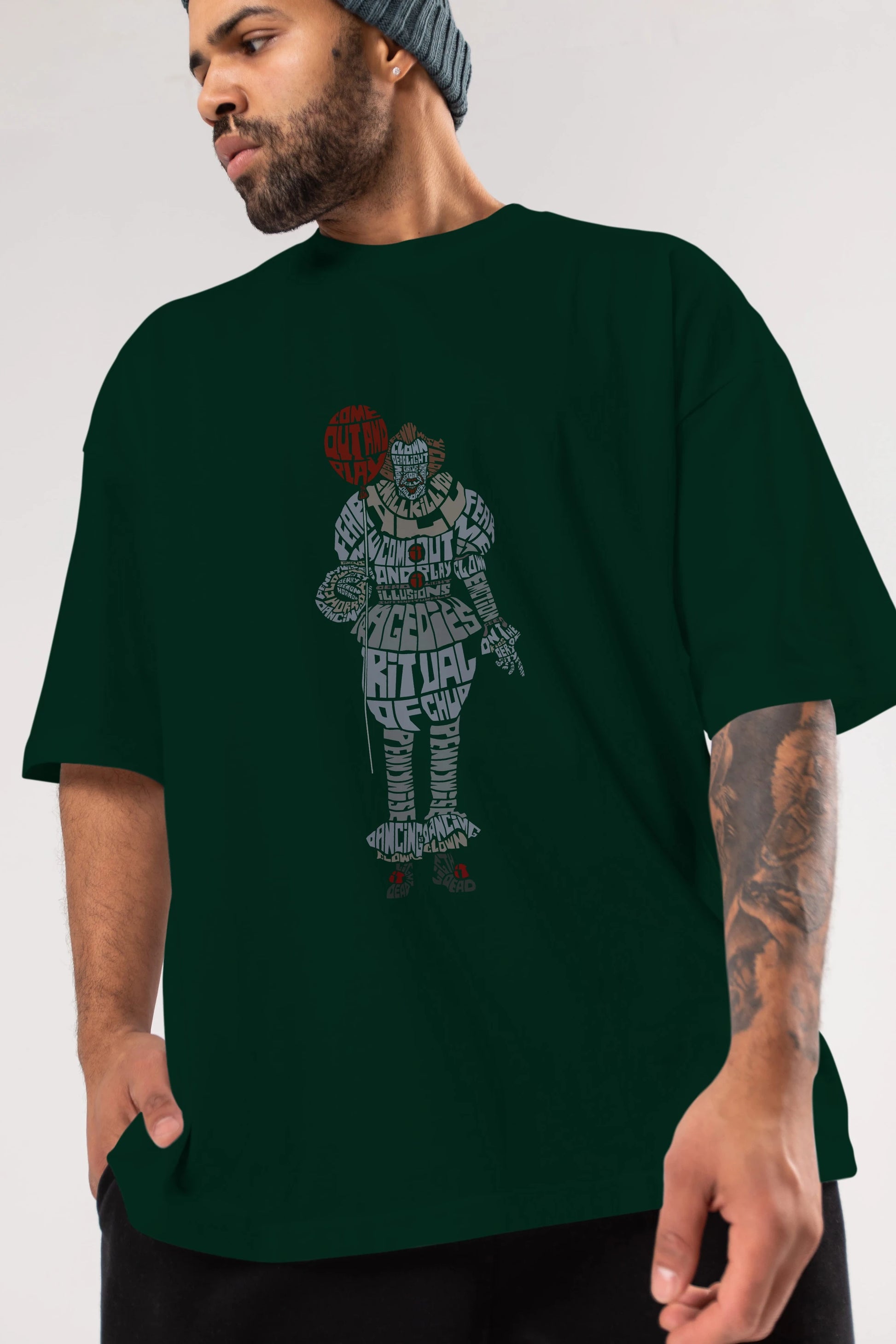 It Ön Baskılı Oversize t-shirt %100 pamuk Erkek Kadın Unisex
