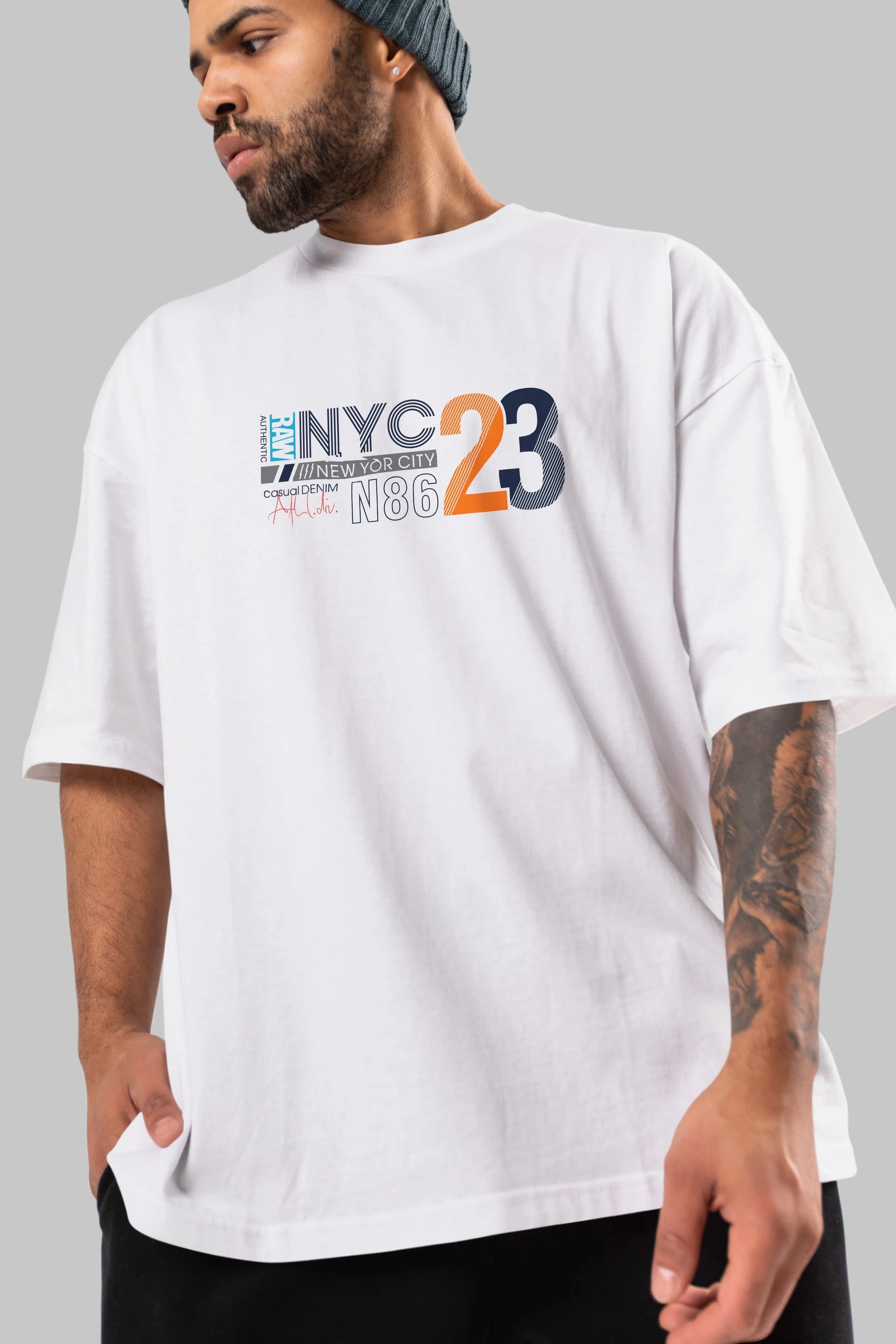 NYC 23 Ön Baskılı Oversize t-shirt Erkek Kadın Unisex