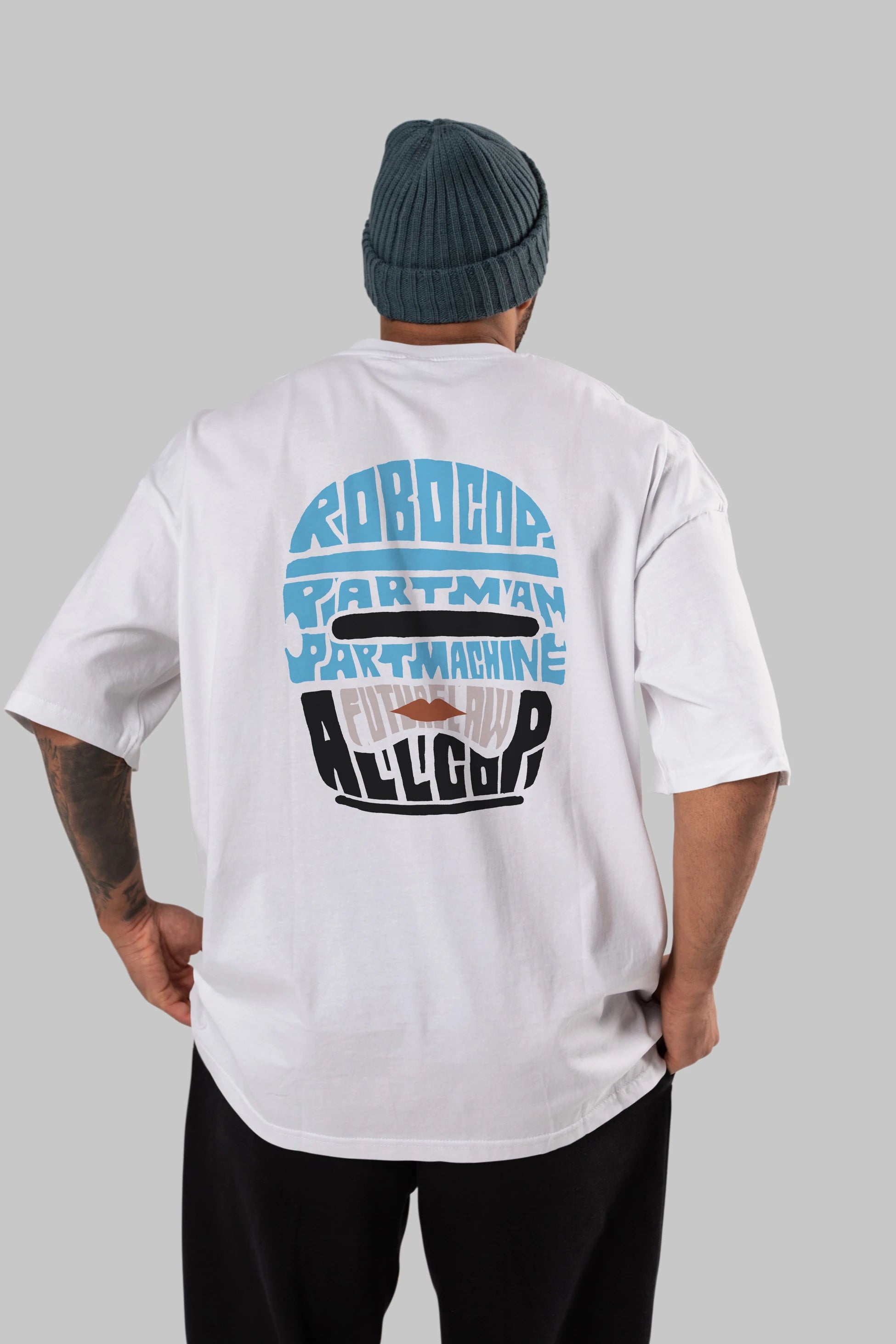 Robocop Arka Baskılı Oversize t-shirt %100 pamuk Erkek Kadın Unisex