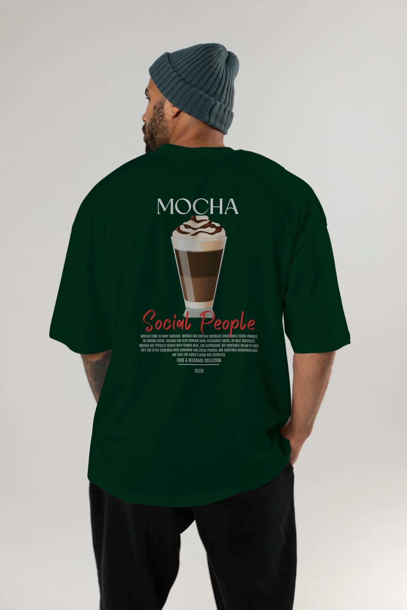 Mocha Kokteyl Serisi Baskılı Oversize t-shirt Erkek Kadın Unisex %100 Pamuk Bisiklet Yaka tişort
