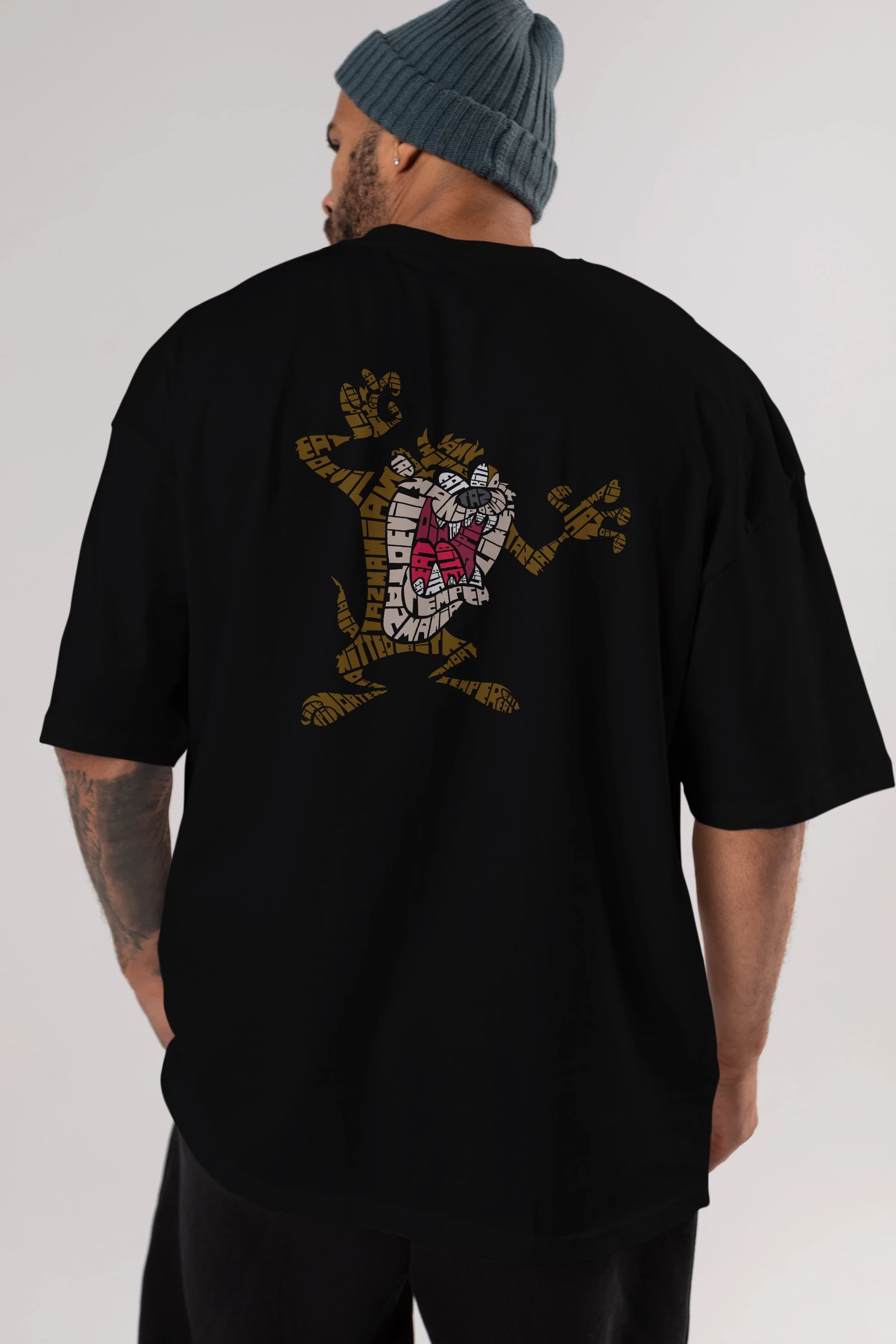 Tazmania Arka Baskılı Oversize t-shirt %100 pamuk Erkek Kadın Unisex