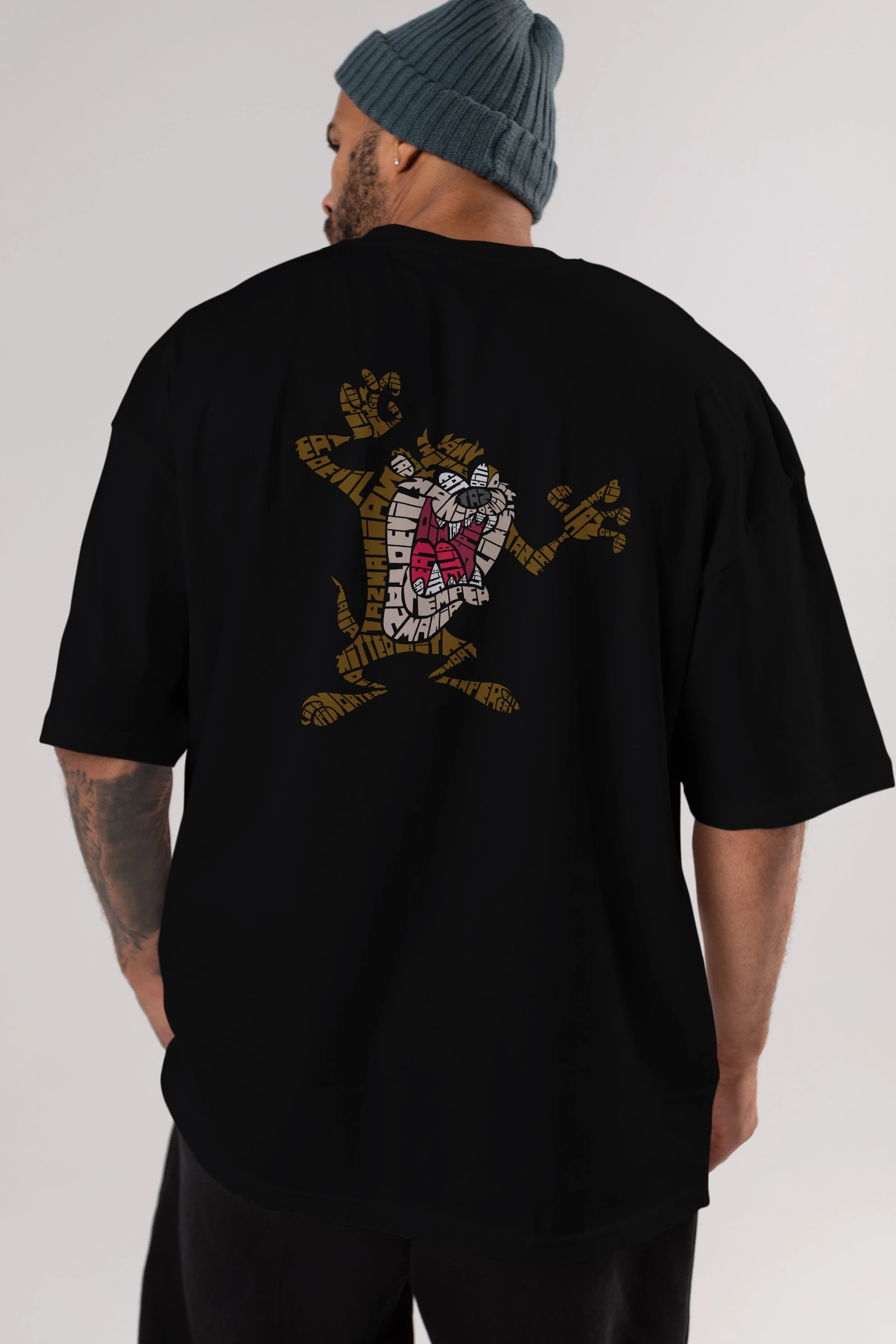 Tazmania Arka Baskılı Oversize t-shirt %100 pamuk Erkek Kadın Unisex