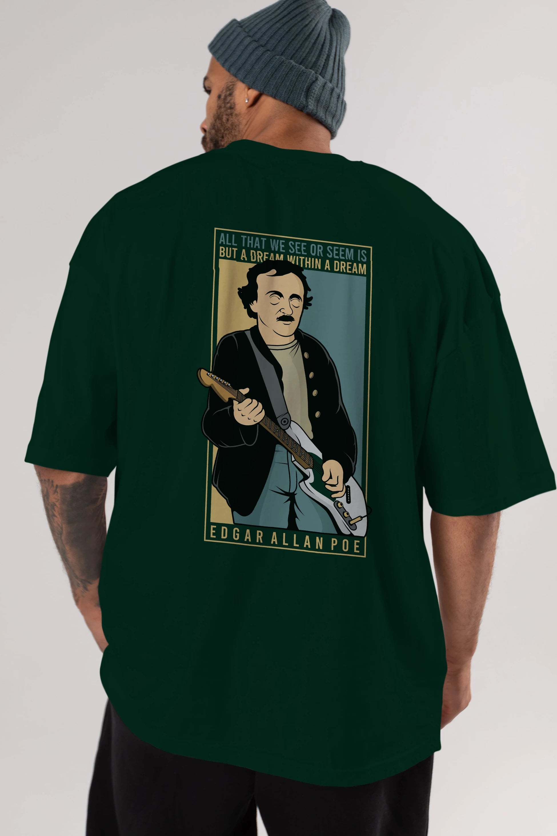 Edgar Alan Cobain Arka Baskılı Oversize t-shirt Erkek Kadın Unisex %100 Pamuk tişort