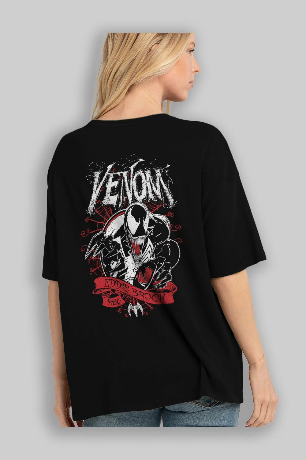 Venom (11) Arka Baskılı Oversize t-shirt Erkek Kadın Unisex %100 Pamuk Bisiklet Yaka tişort