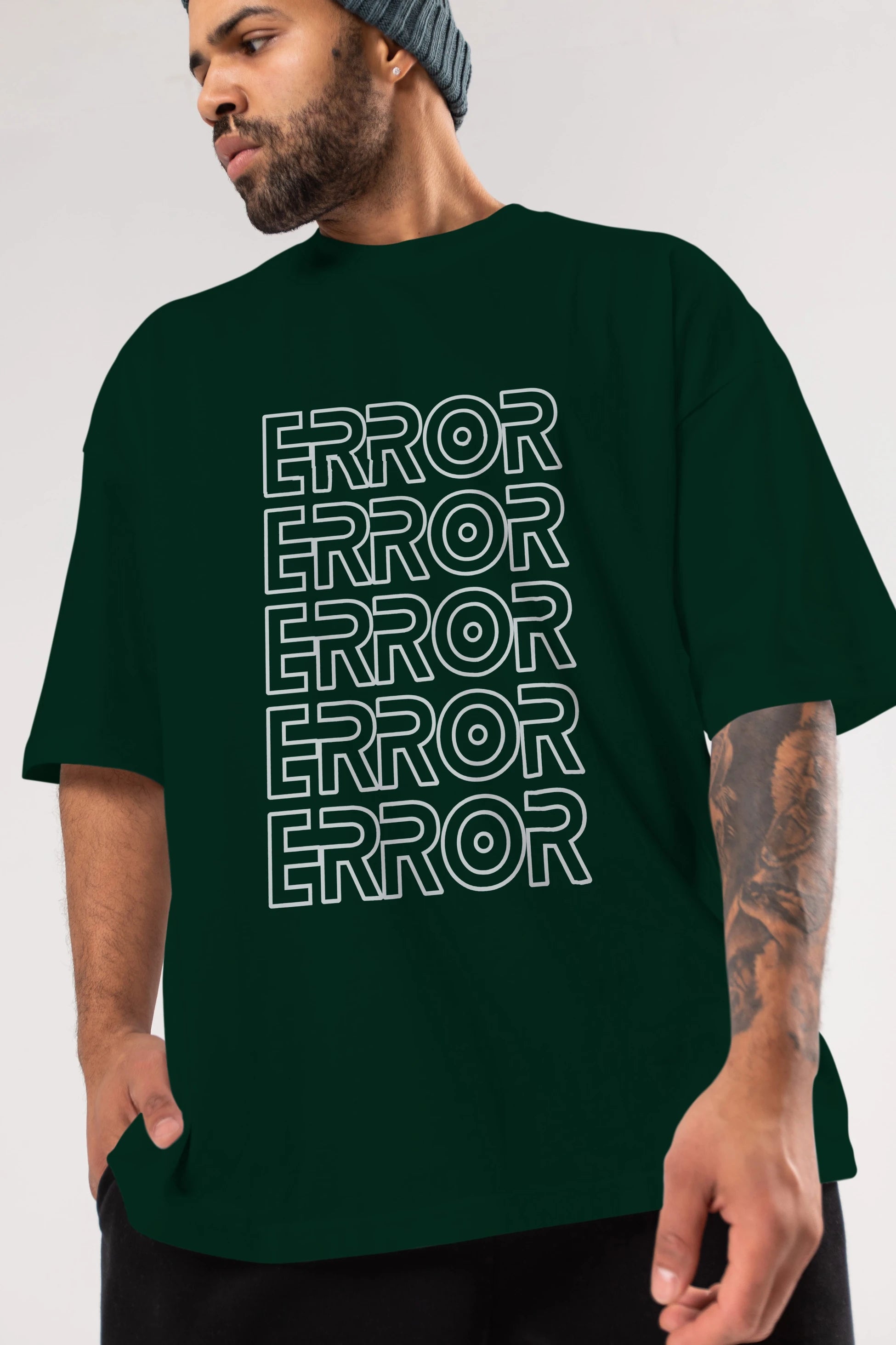 Error Yazılı Ön Baskılı Oversize t-shirt Erkek Kadın Unisex