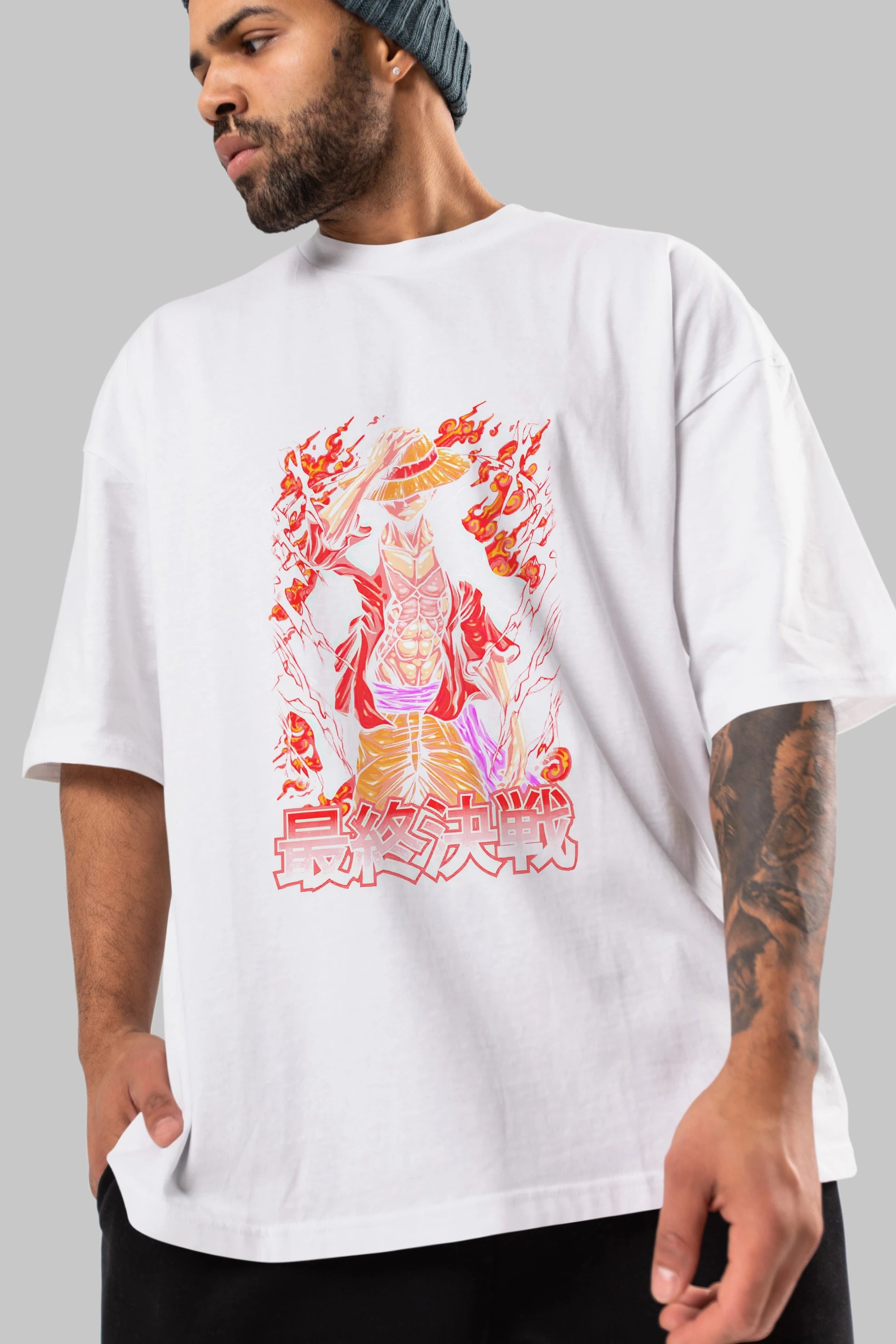MONKEY D. LUFFY (3) Anime Ön Baskılı Oversize t-shirt %100 pamuk Erkek Kadın Unisex