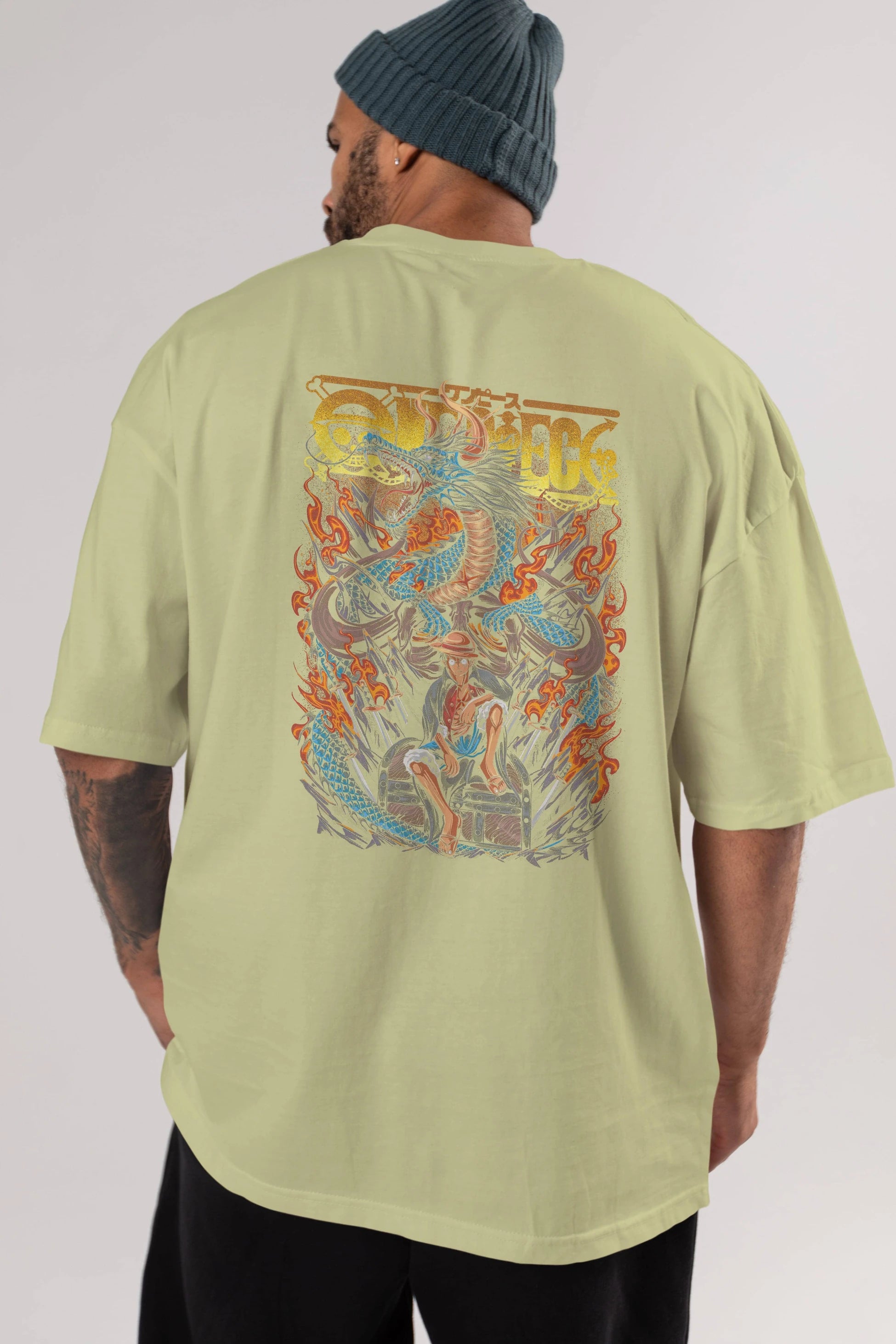 MONKEY D. LUFF-ONE PIECE Anime Arka Baskılı Oversize t-shirt Erkek Kadın Unisex