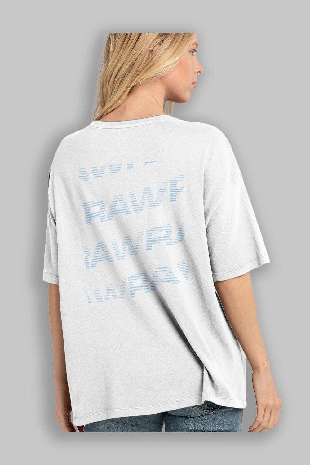 Raw Denim Arka Baskılı Oversize t-shirt Erkek Kadın Unisex