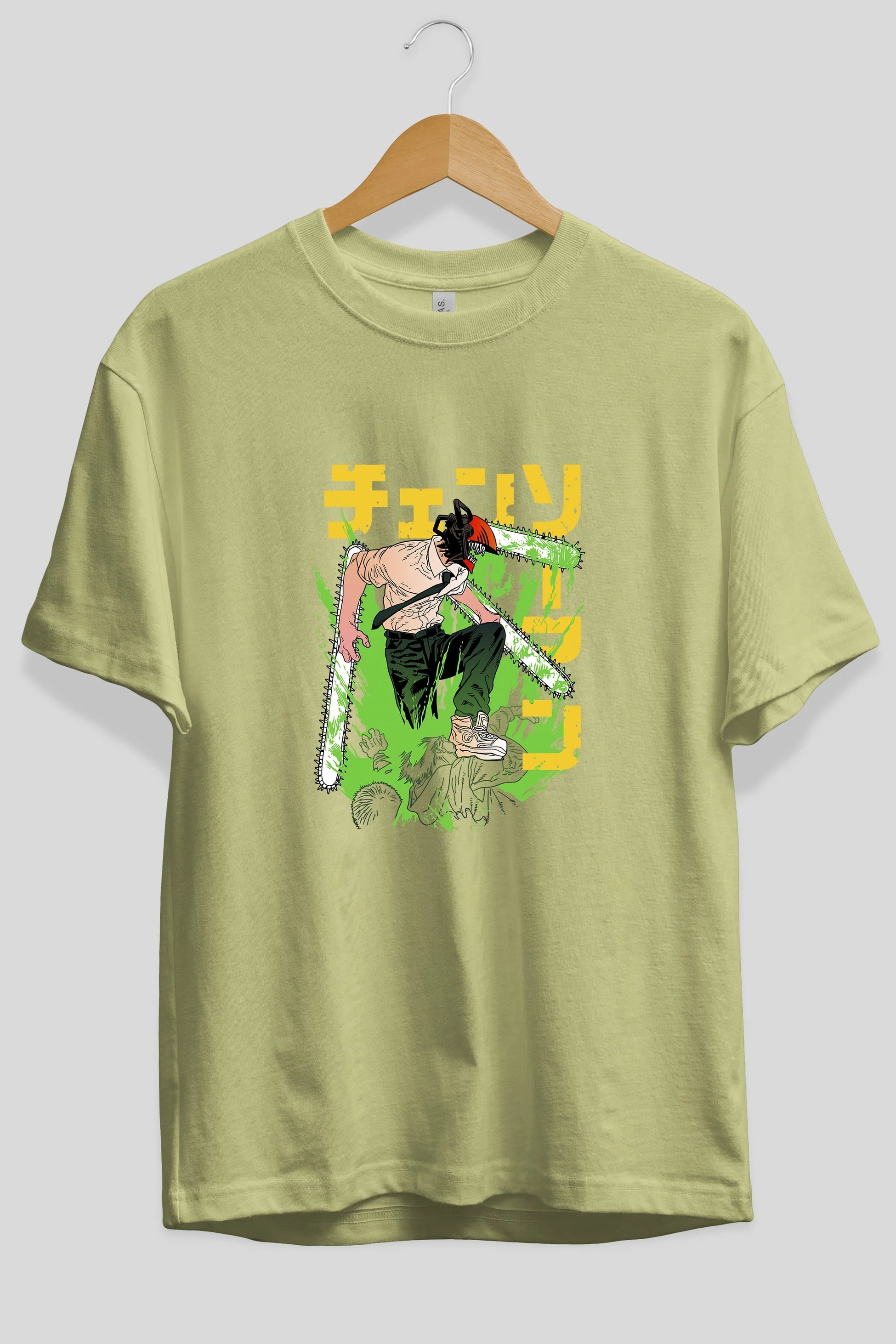 CHAINSAWMAN DENJI Anime Ön Baskılı Oversize t-shirt %100 pamuk Erkek Kadın Unisex