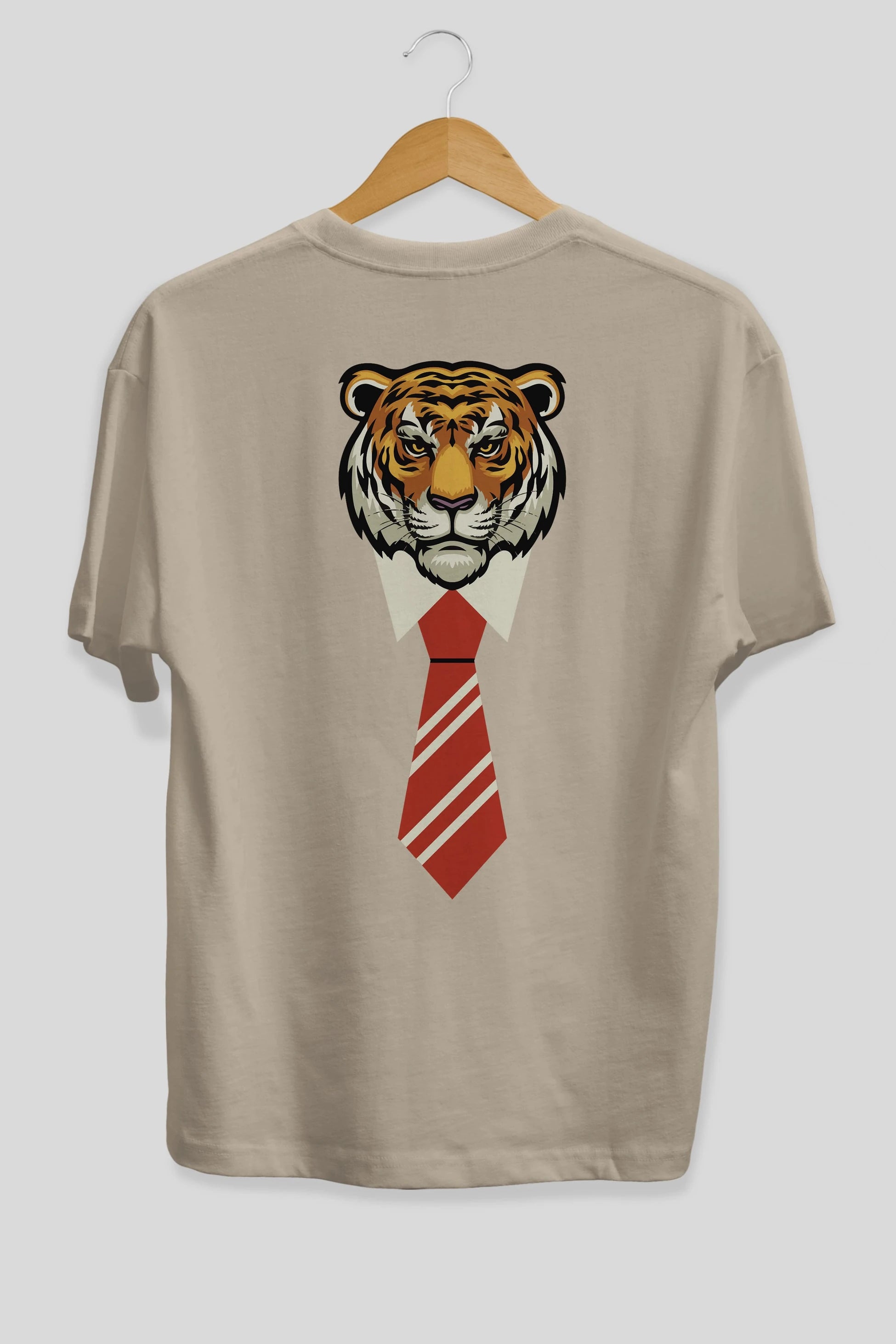 Tiger With Tie Arka Baskılı Oversize t-shirt Erkek Kadın Unisex