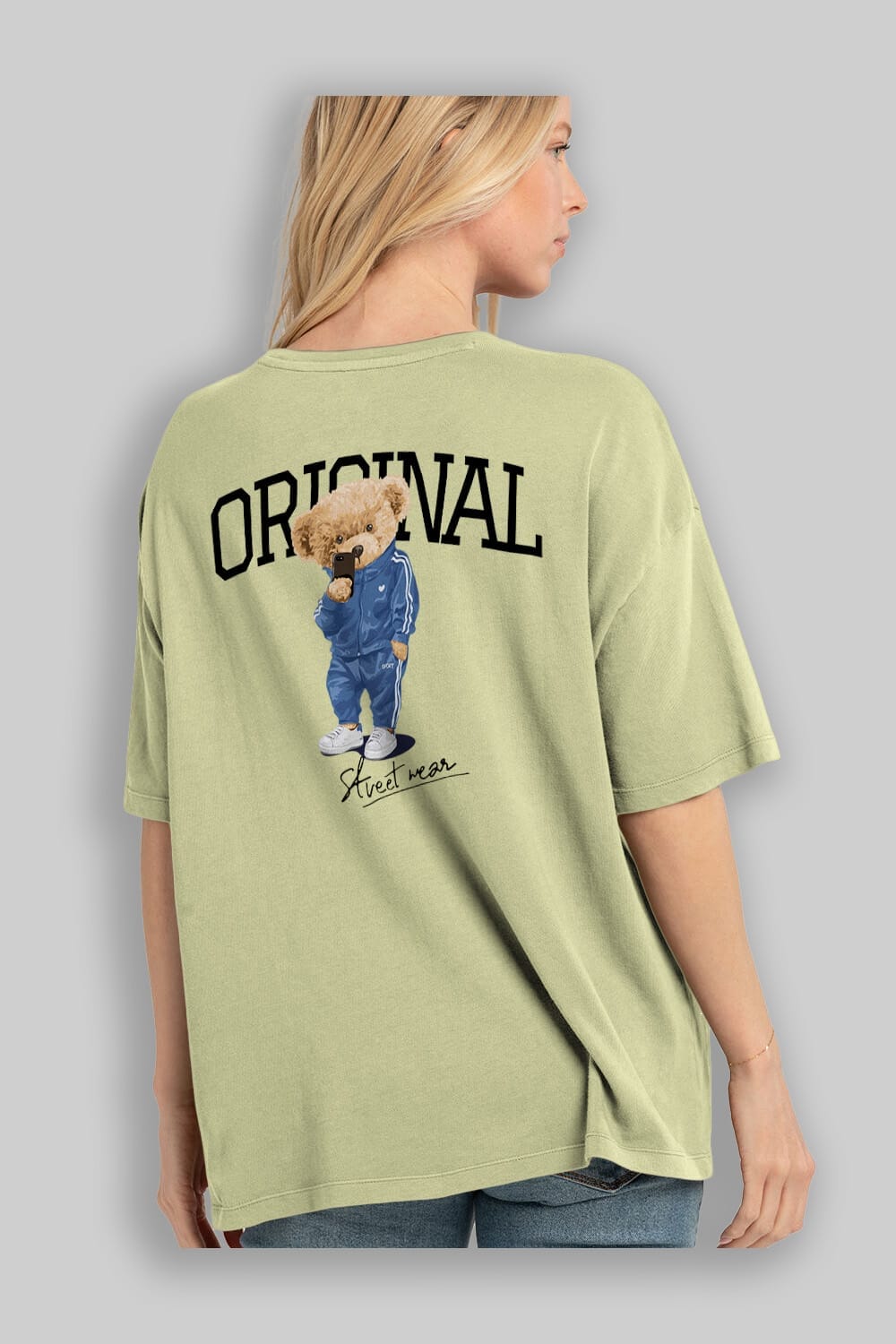 Teddy Bear Original Arka Baskılı Oversize t-shirt Erkek Kadın Unisex %100 Pamuk