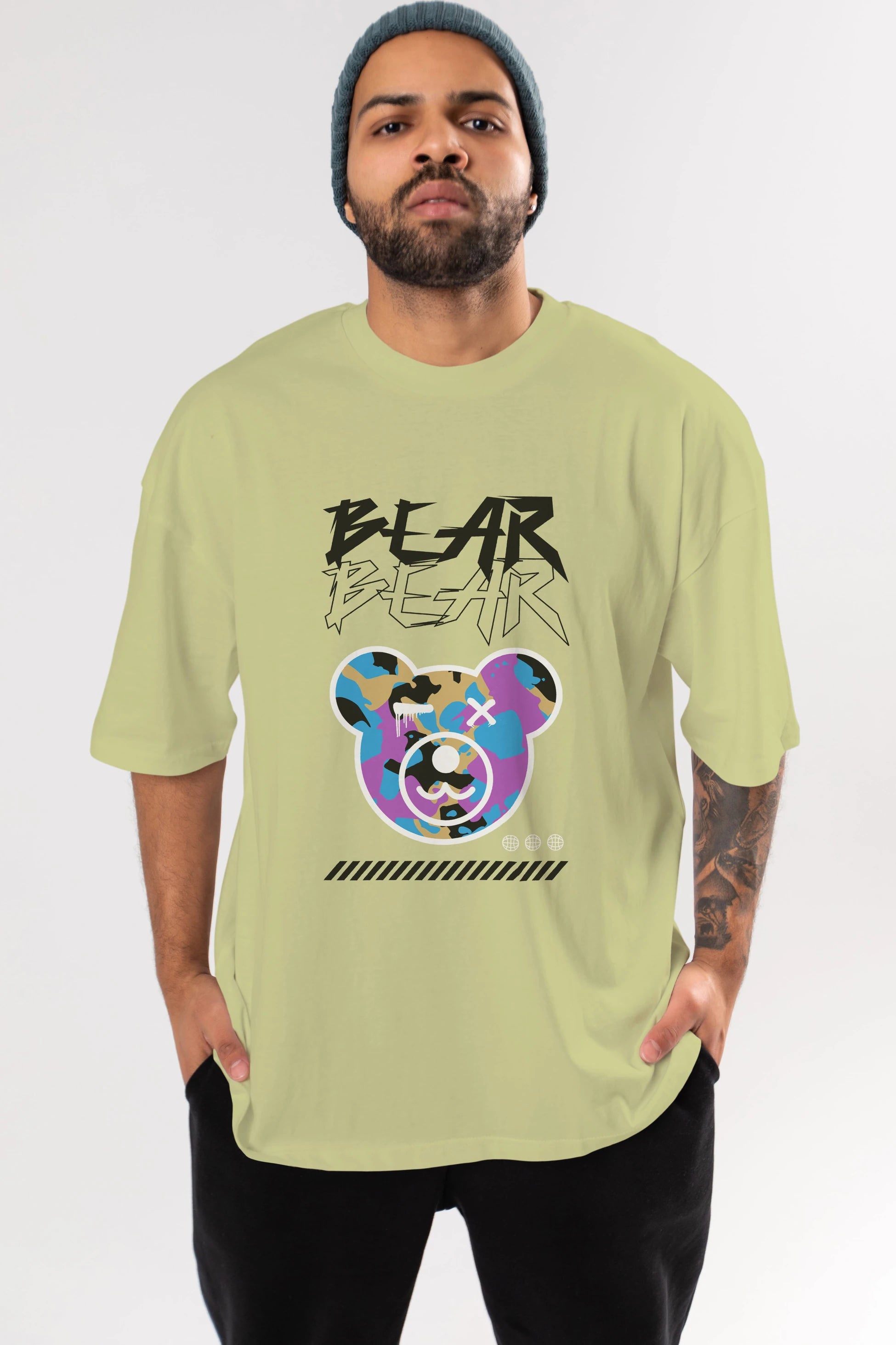 Bear Bear Ön Baskılı Oversize t-shirt Erkek Kadın Unisex
