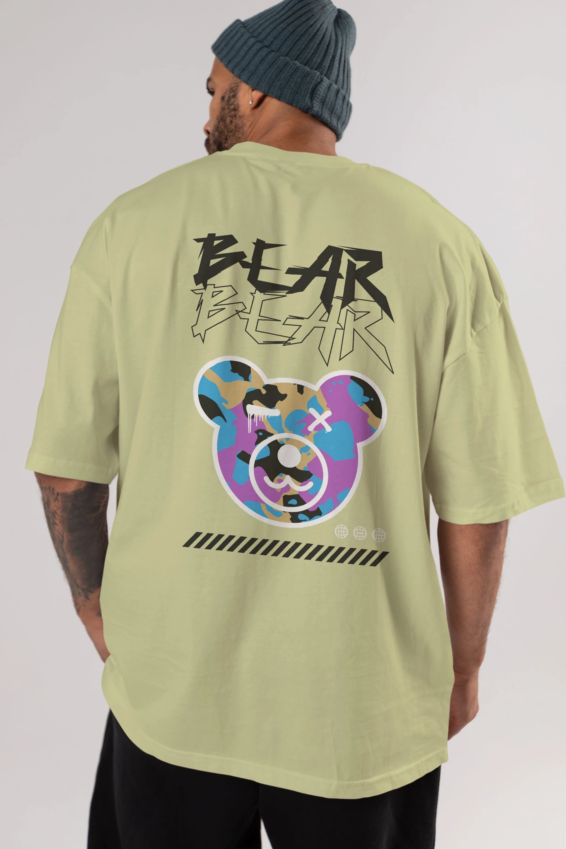 Bear Bear Arka Baskılı Oversize t-shirt Erkek Kadın Unisex