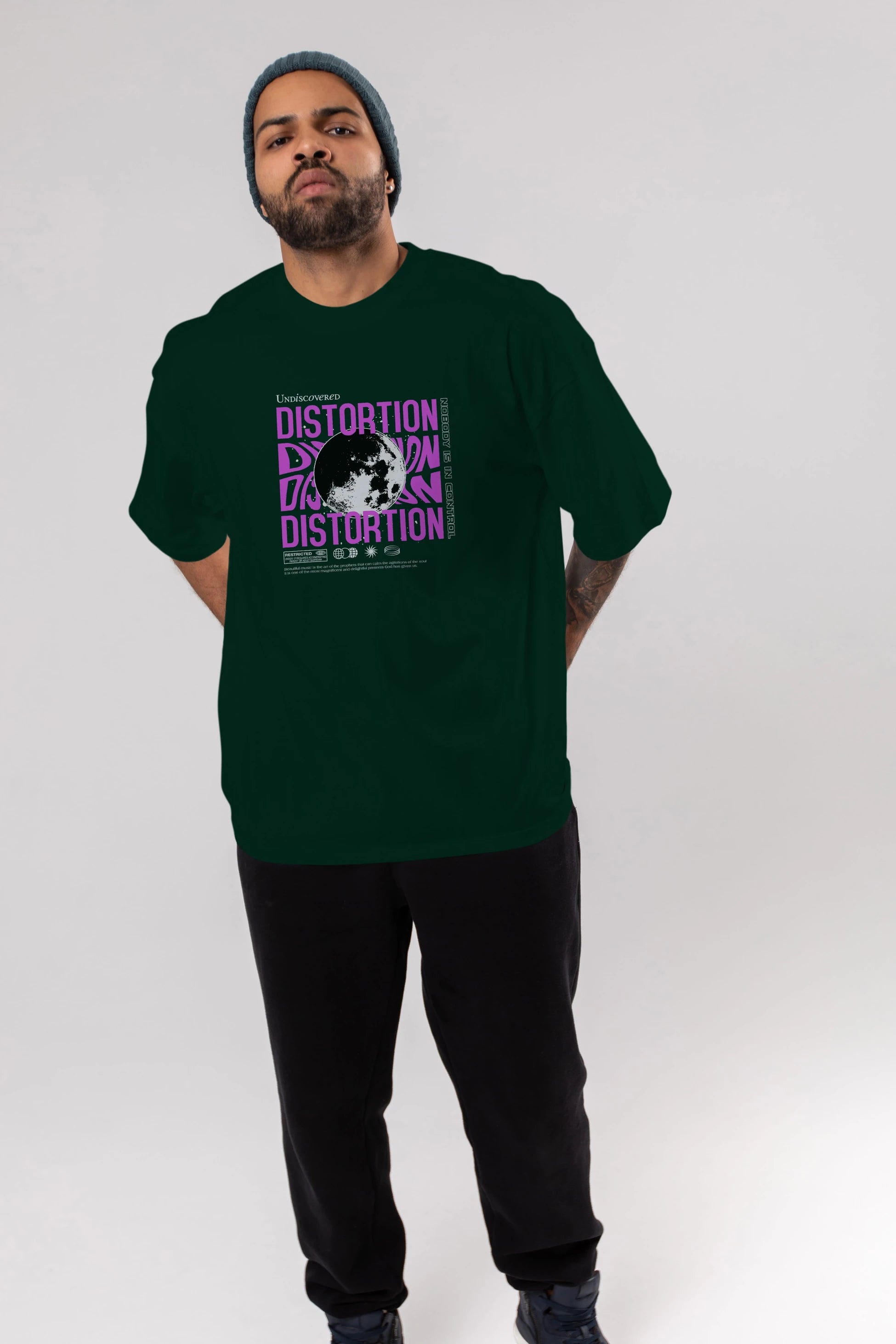 Distortion Ön Baskılı Oversize t-shirt Erkek Kadın Unisex