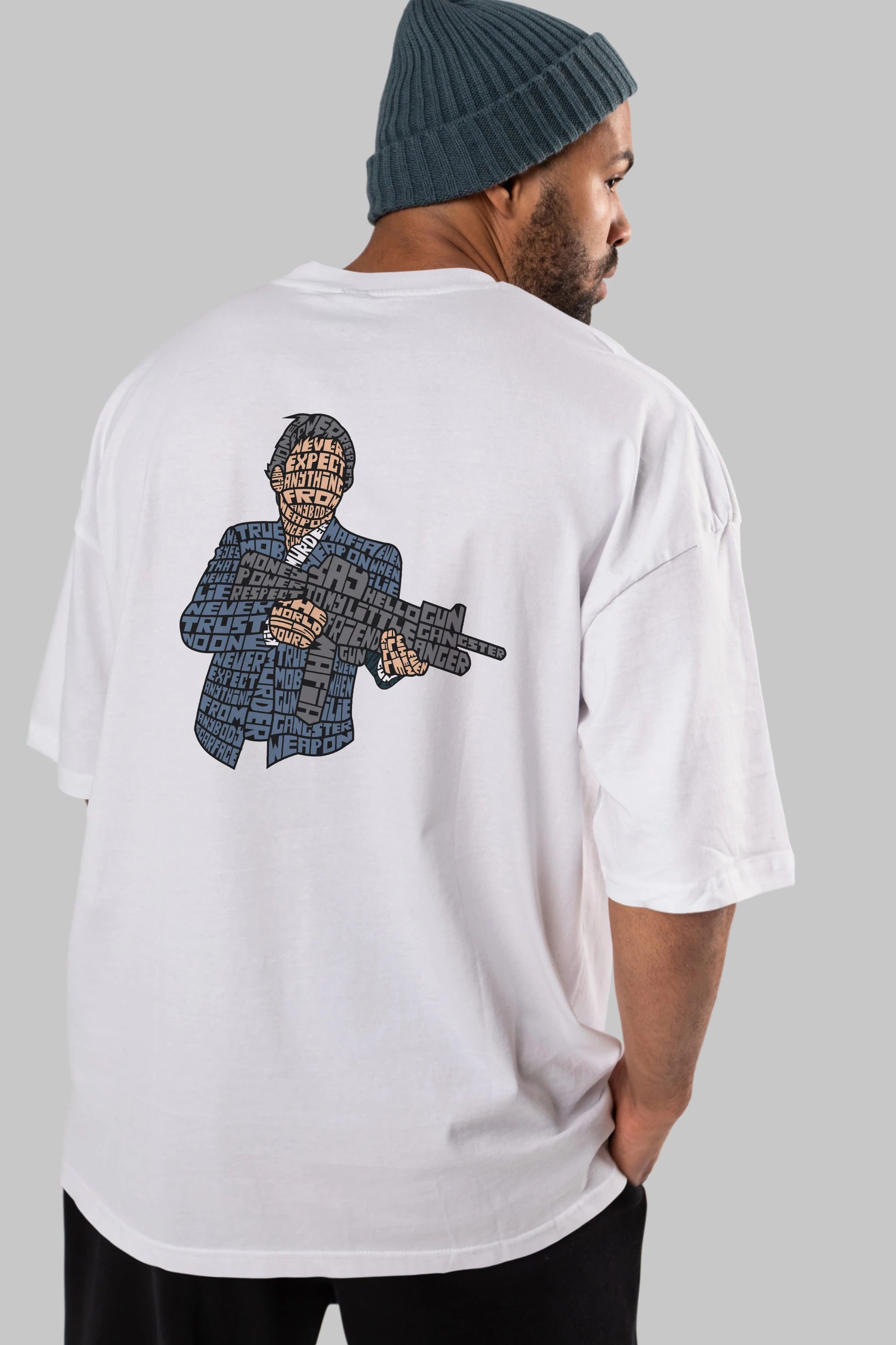 Mafia Arka Baskılı Oversize t-shirt %100 pamuk Erkek Kadın Unisex