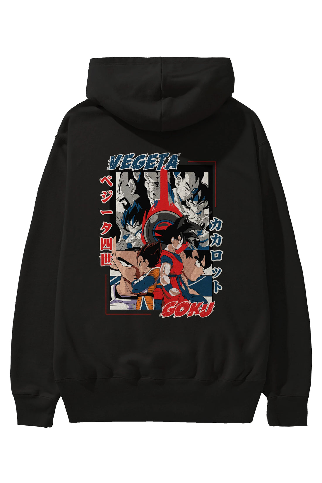 VEGETA VS GOKU Anime Arka Baskılı Hoodie Oversize Kapüşonlu Sweatshirt Erkek Kadın Unisex