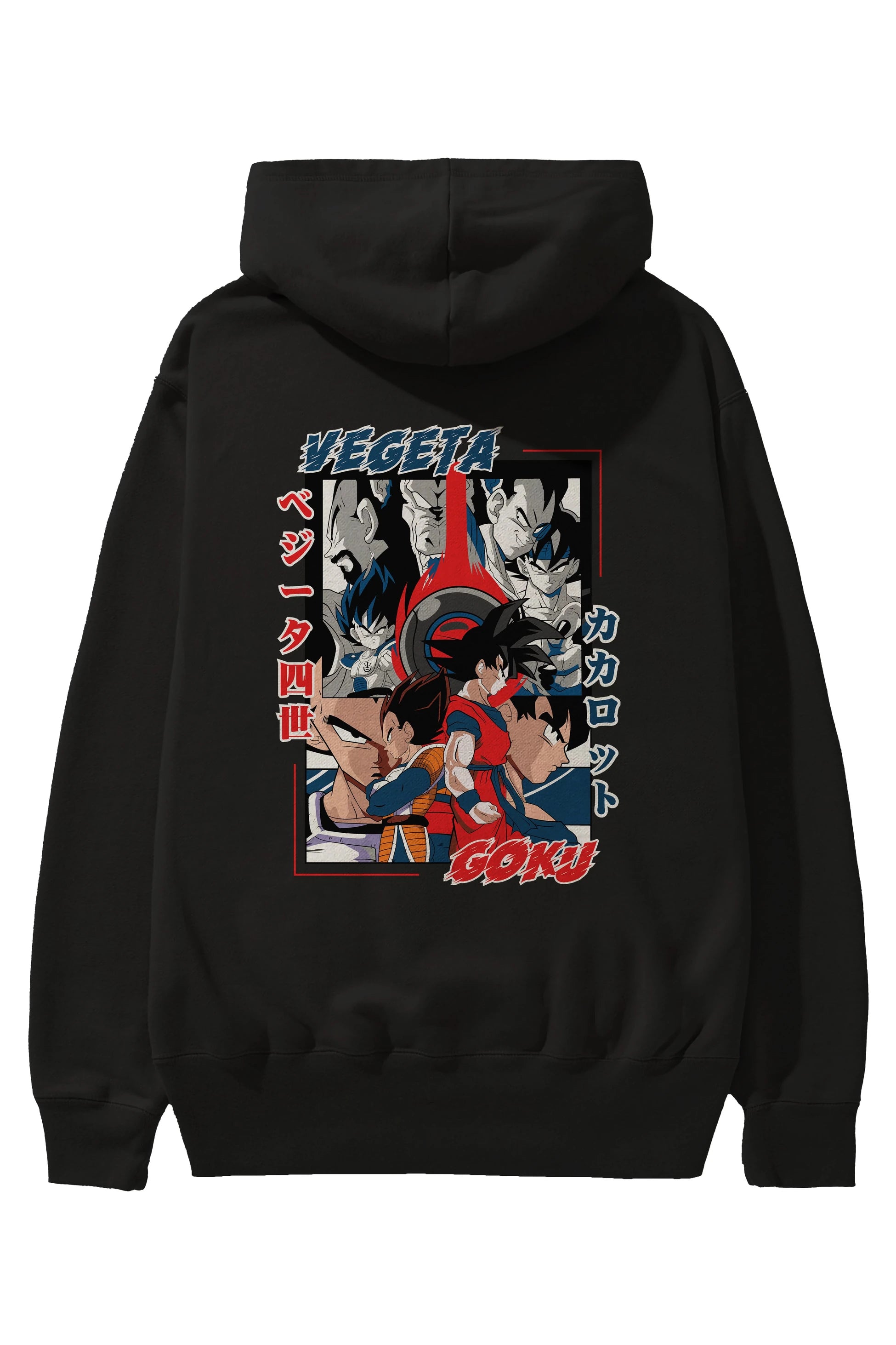 VEGETA VS GOKU Anime Arka Baskılı Hoodie Oversize Kapüşonlu Sweatshirt Erkek Kadın Unisex