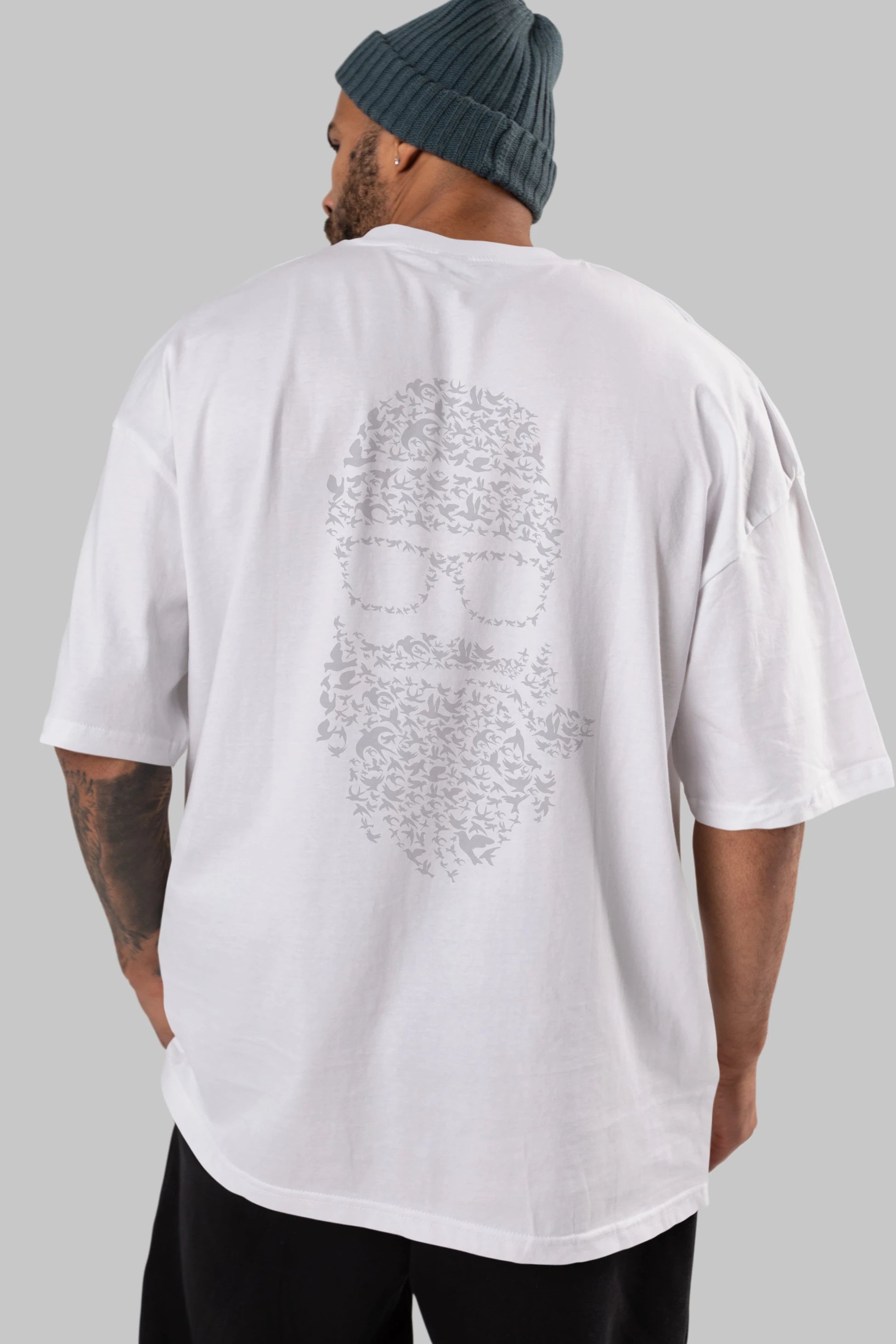Birds Beard Arka Baskılı Oversize t-shirt %100 pamuk Erkek Kadın Unisex