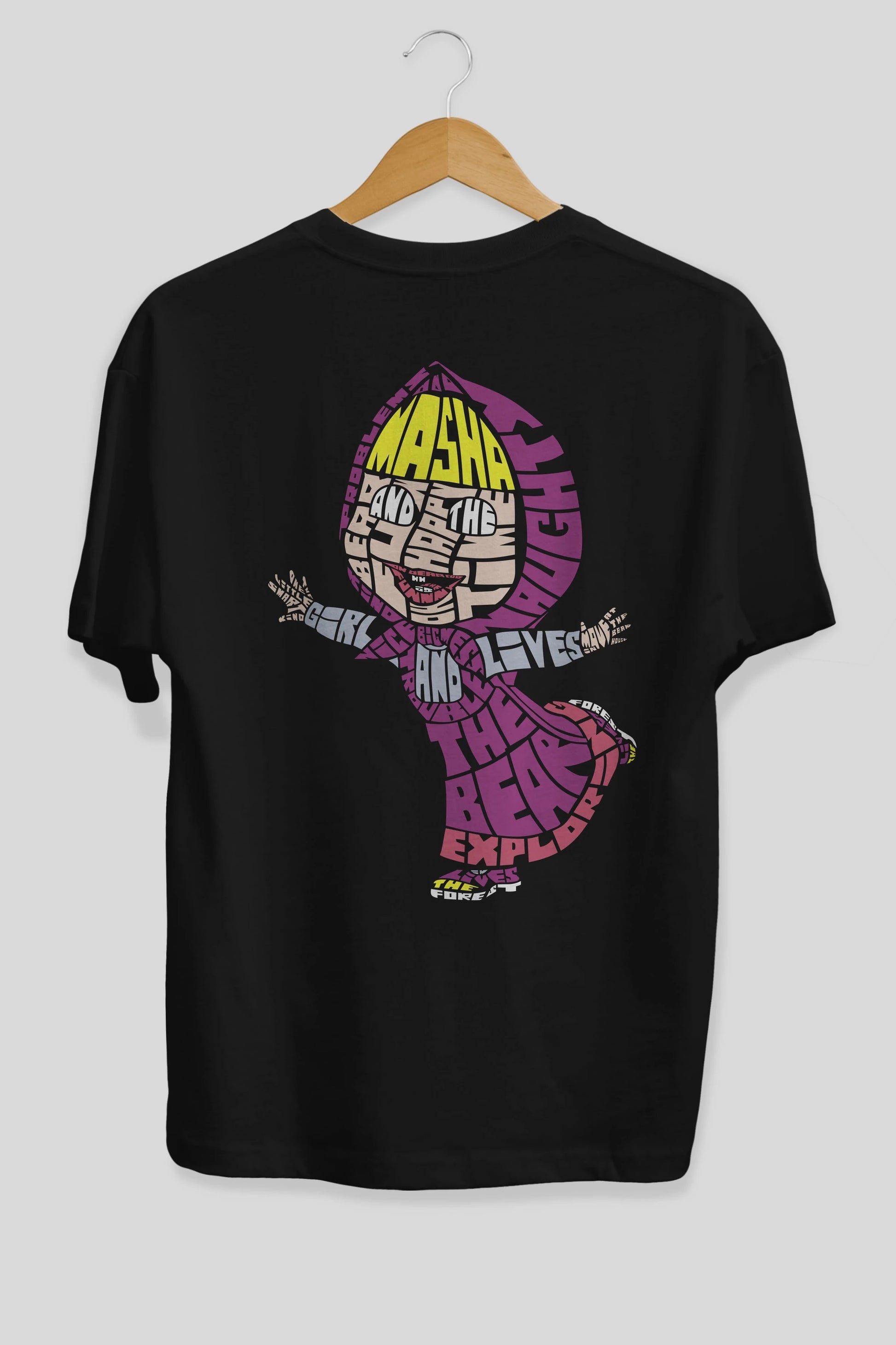 Masha And The Bear Arka Baskılı Oversize t-shirt %100 pamuk Erkek Kadın Unisex