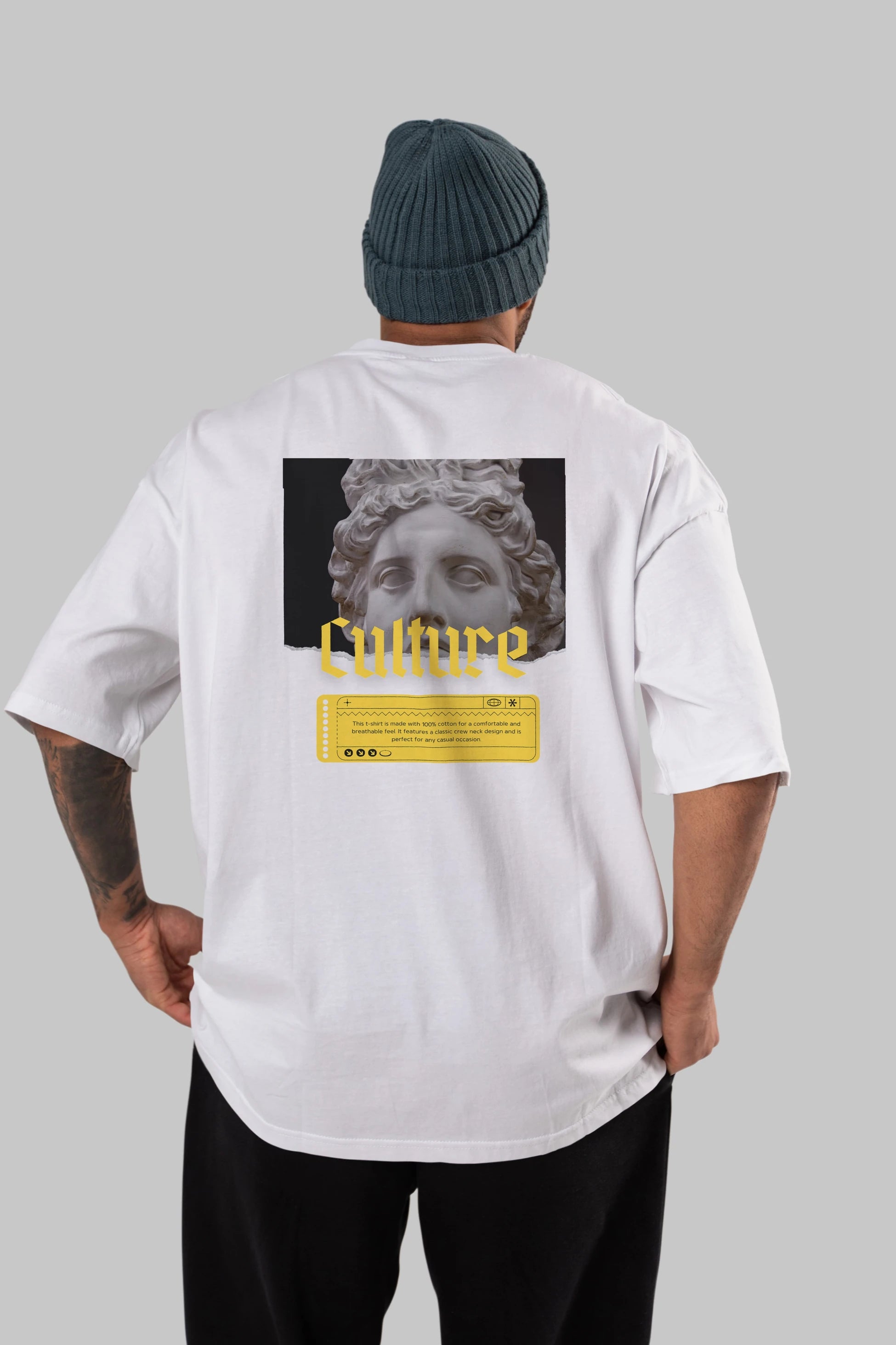Culture Yazılı Arka Baskılı Oversize t-shirt Erkek Kadın Unisex