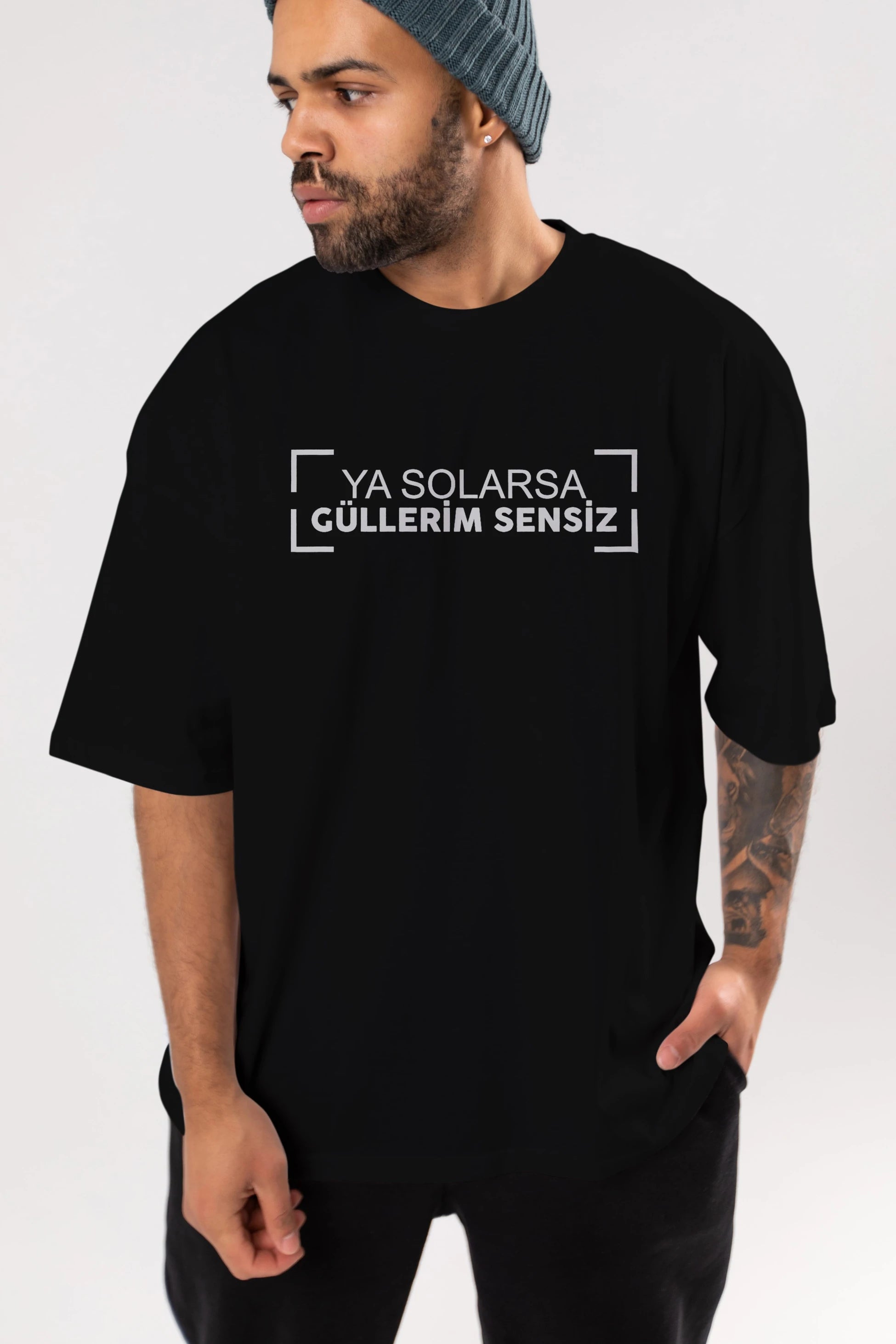 Ya Solarsa Güllerim Sensiz Ön Baskılı Oversize t-shirt %100 pamuk Erkek Kadın Unisex