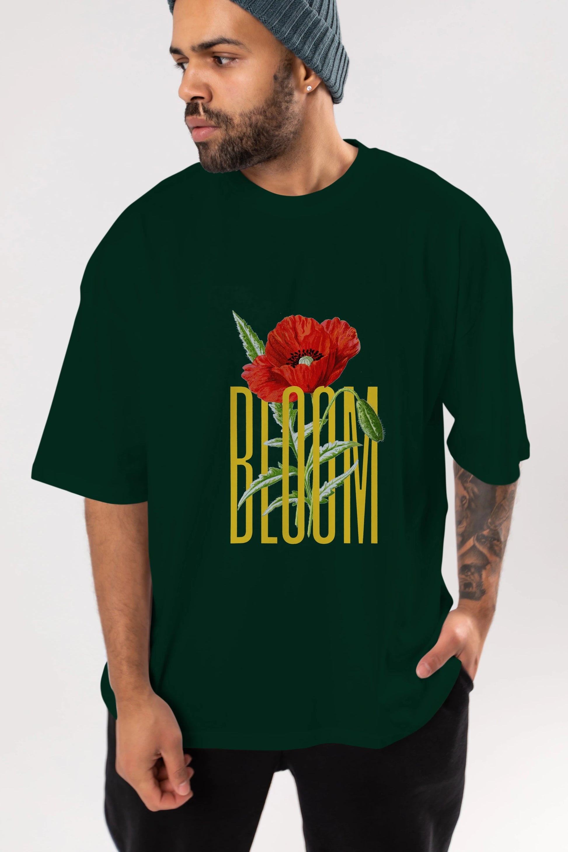 Bloom Flower Ön Baskılı Oversize t-shirt Erkek Kadın Unisex
