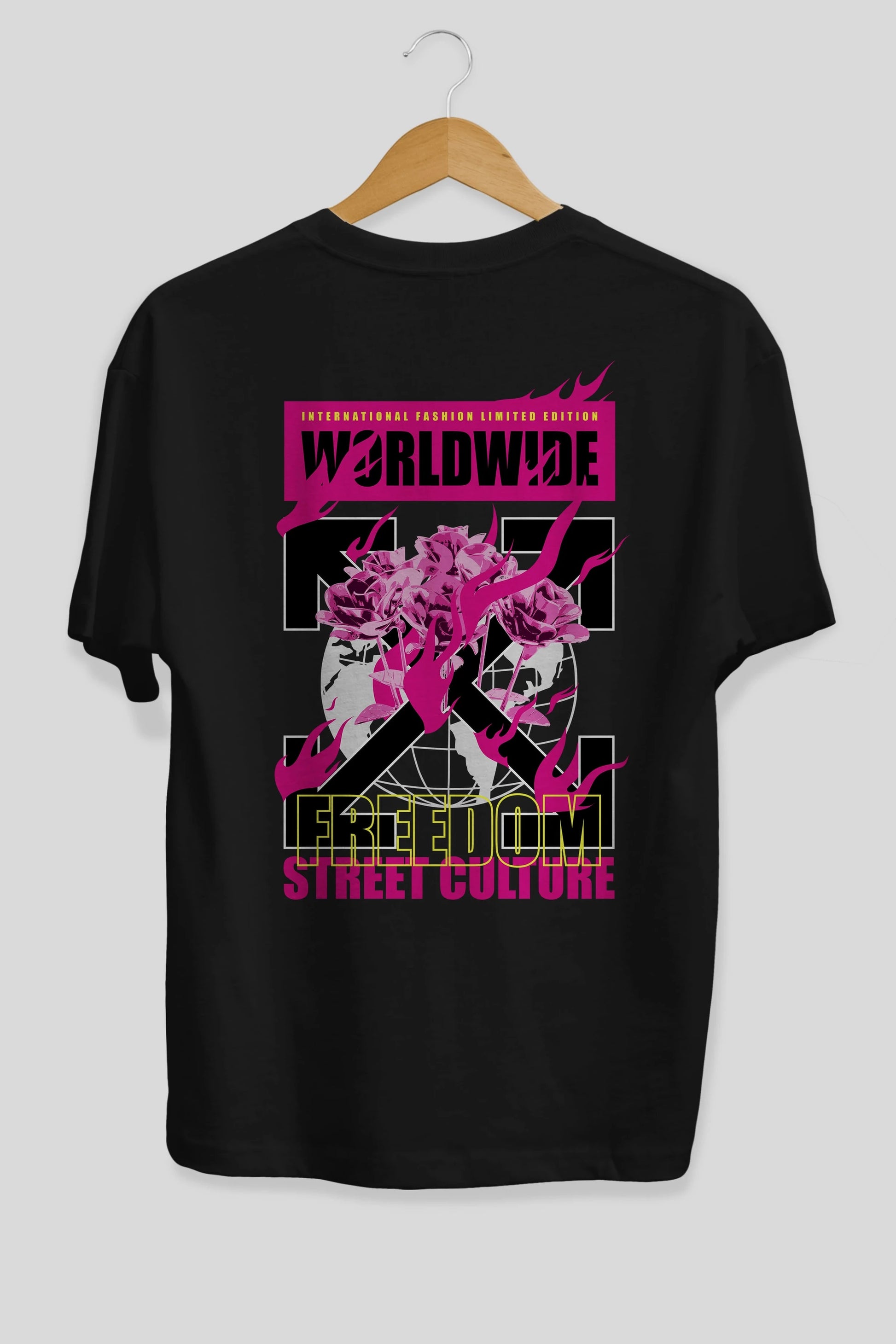 Freedom Street Culture Arka Baskılı Oversize t-shirt Erkek Kadın Unisex