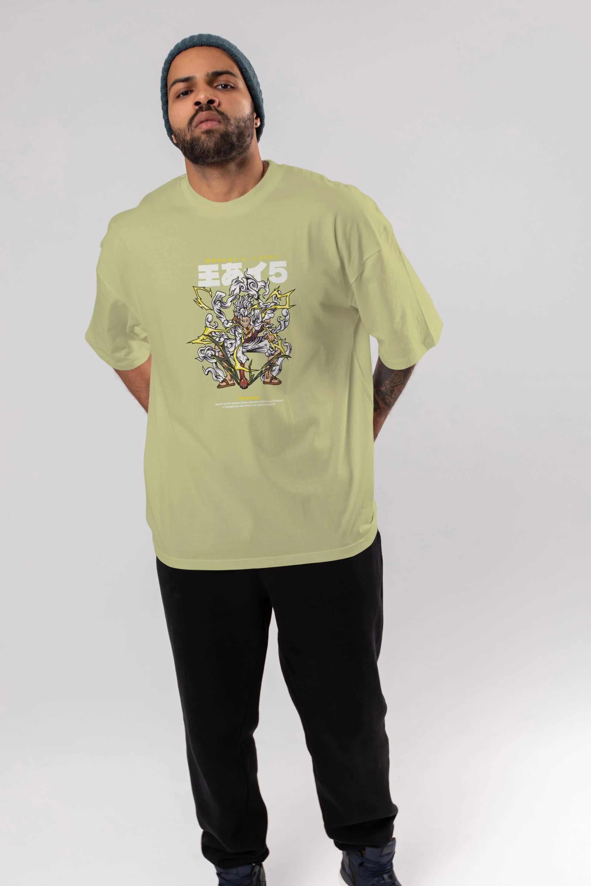 Monkey D. Luffy Anime Ön Baskılı Oversize t-shirt %100 pamuk Erkek Kadın Unisex