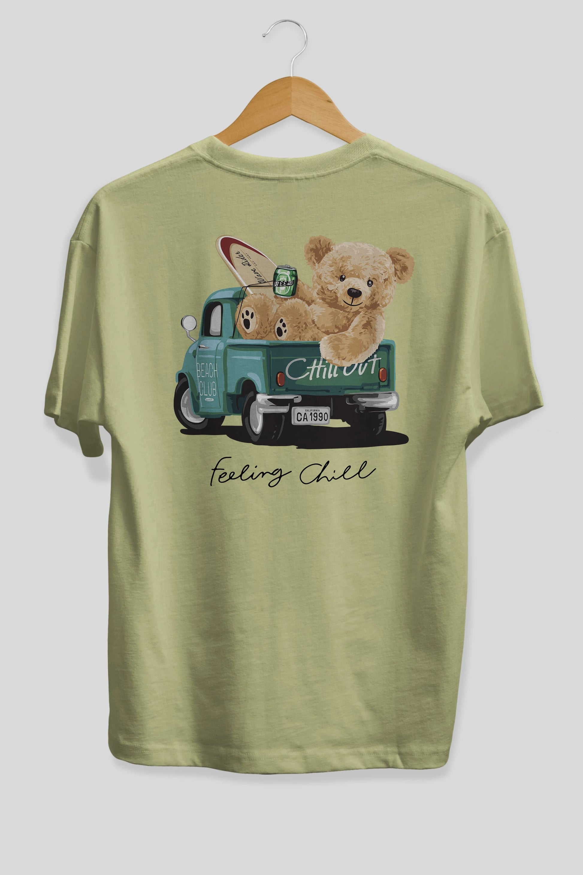 Teddy Bear Chill Out Arka Baskılı Oversize t-shirt Erkek Kadın Unisex %100 Pamuk