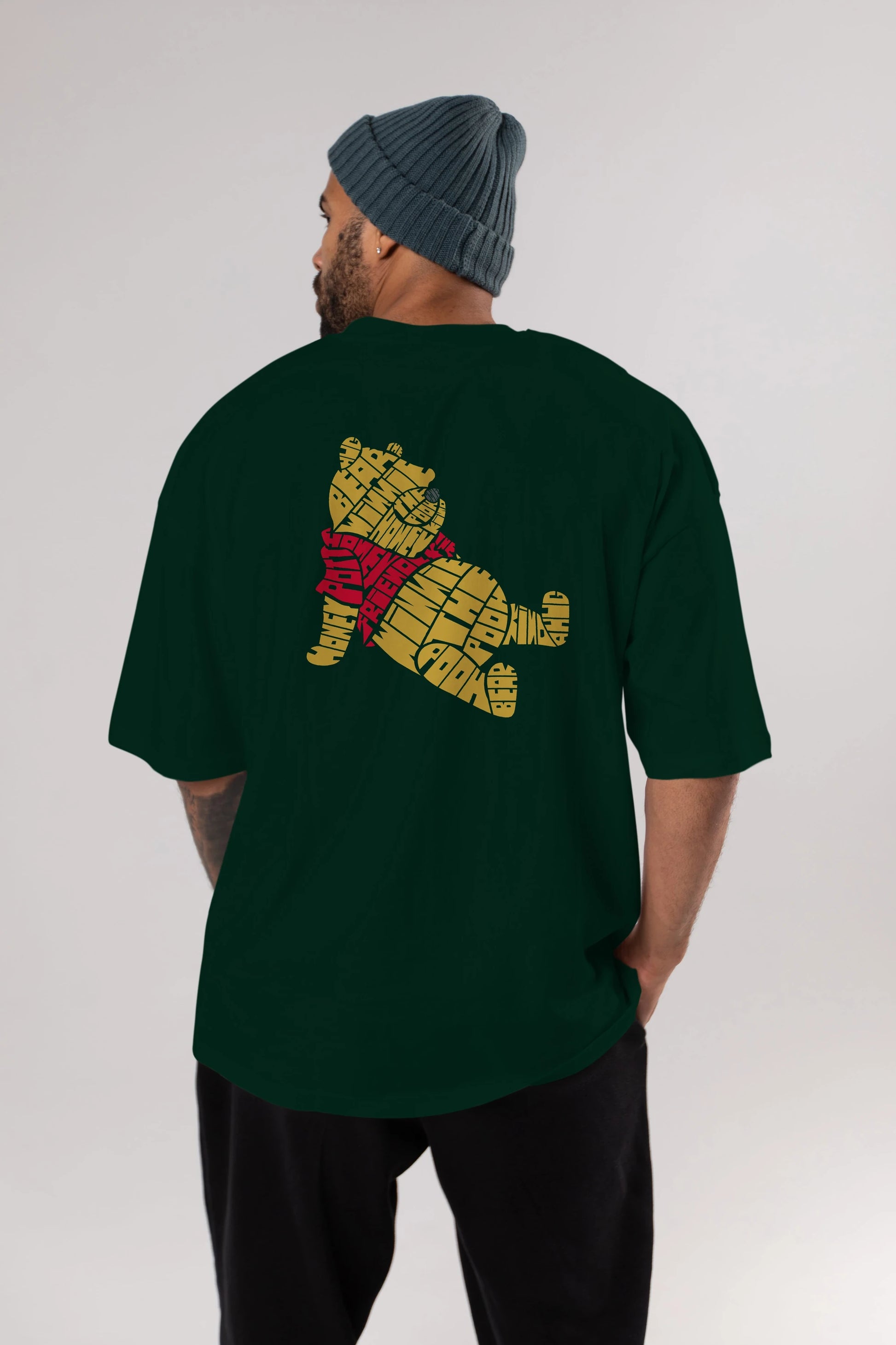 Winnie The Pooh Arka Baskılı Oversize t-shirt %100 pamuk Erkek Kadın Unisex